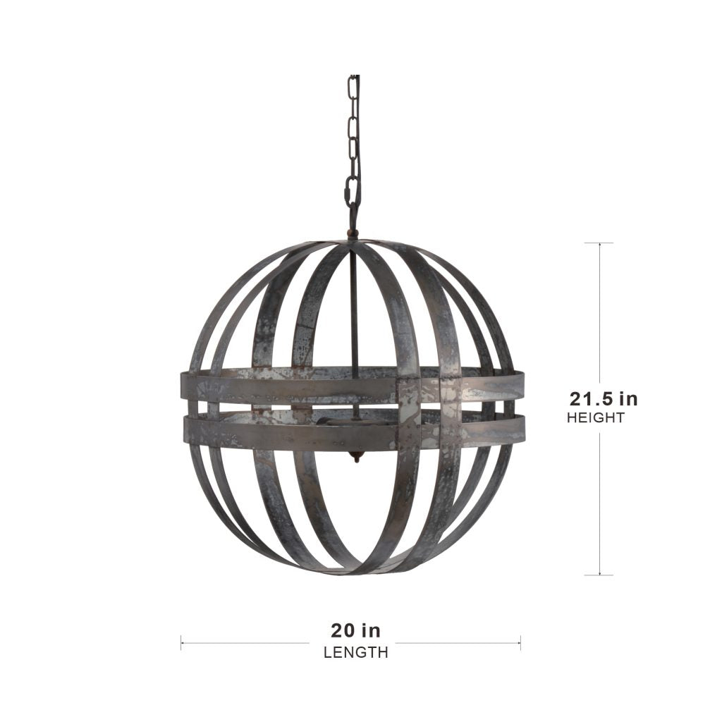 A&B Home Bundle of 9 Kenzo 20" x 21" 4-Light Antique Silver Orb Steel Chandelier