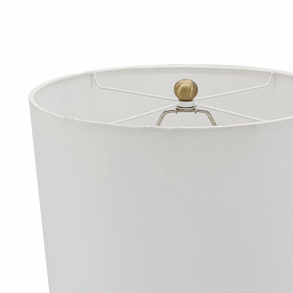 A&B Home Dervani 13" x 32" Bundle of 11 White Alabaster and Gold Metal Frame Table Lamp With White Drum Shade