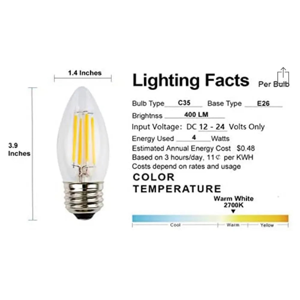 Abba Lighting E26 4W AC/DC 12V 3000K LED Bulb