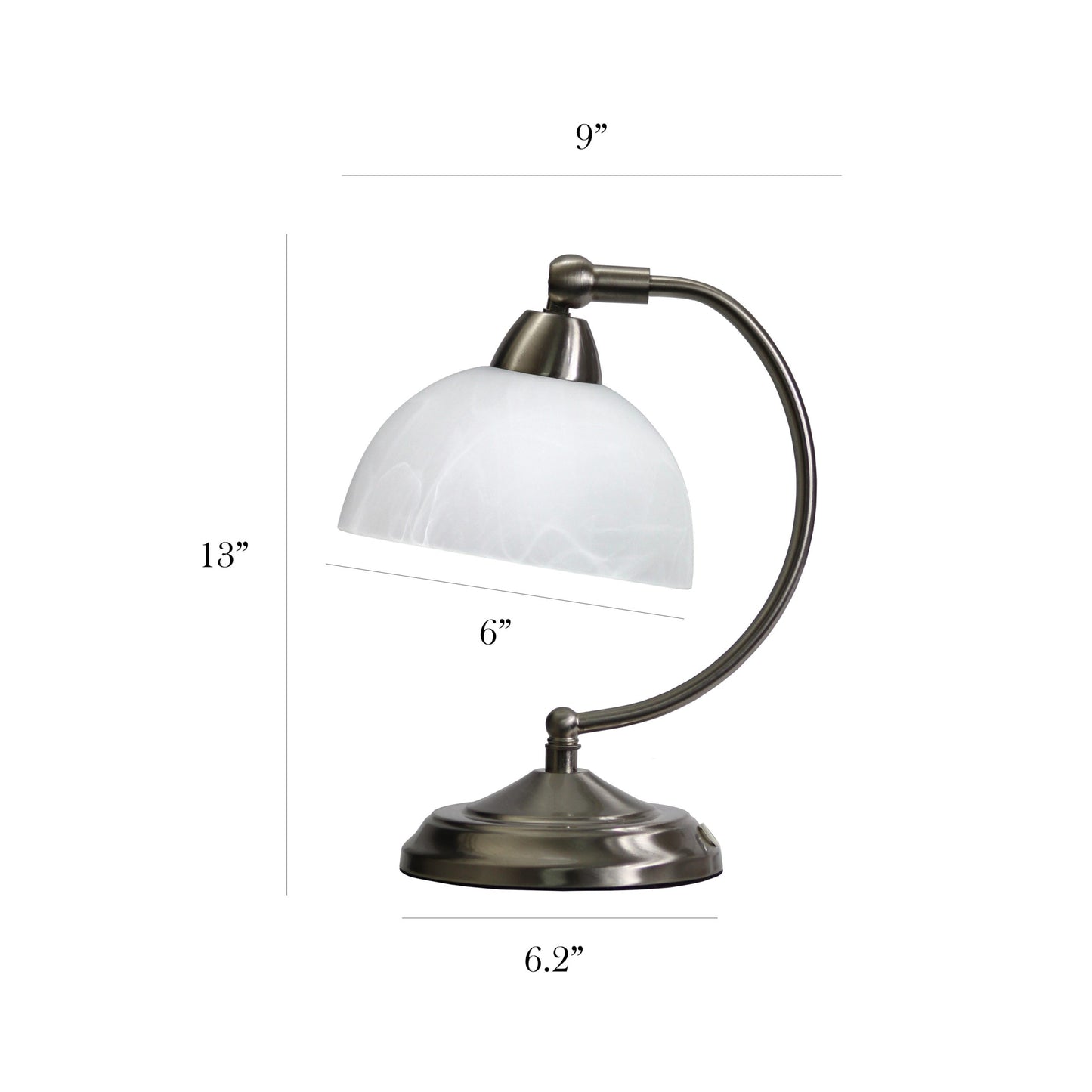 All The Rages Elegant Designs Brushed Nickel Mini Modern Bankers Desk Lamp With Touch Dimmer Control Base