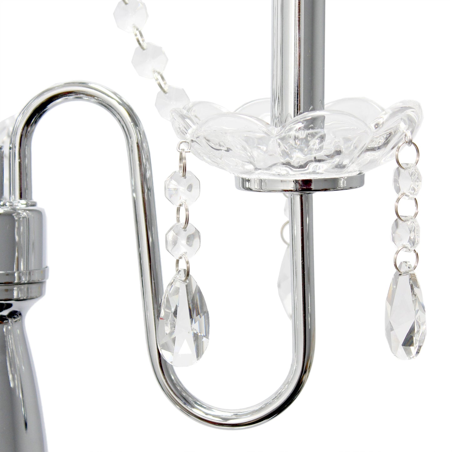 All The Rages Elegant Designs Drum Shade With Gray Romantic Cascading Crystal & Chrome Floor Lamp