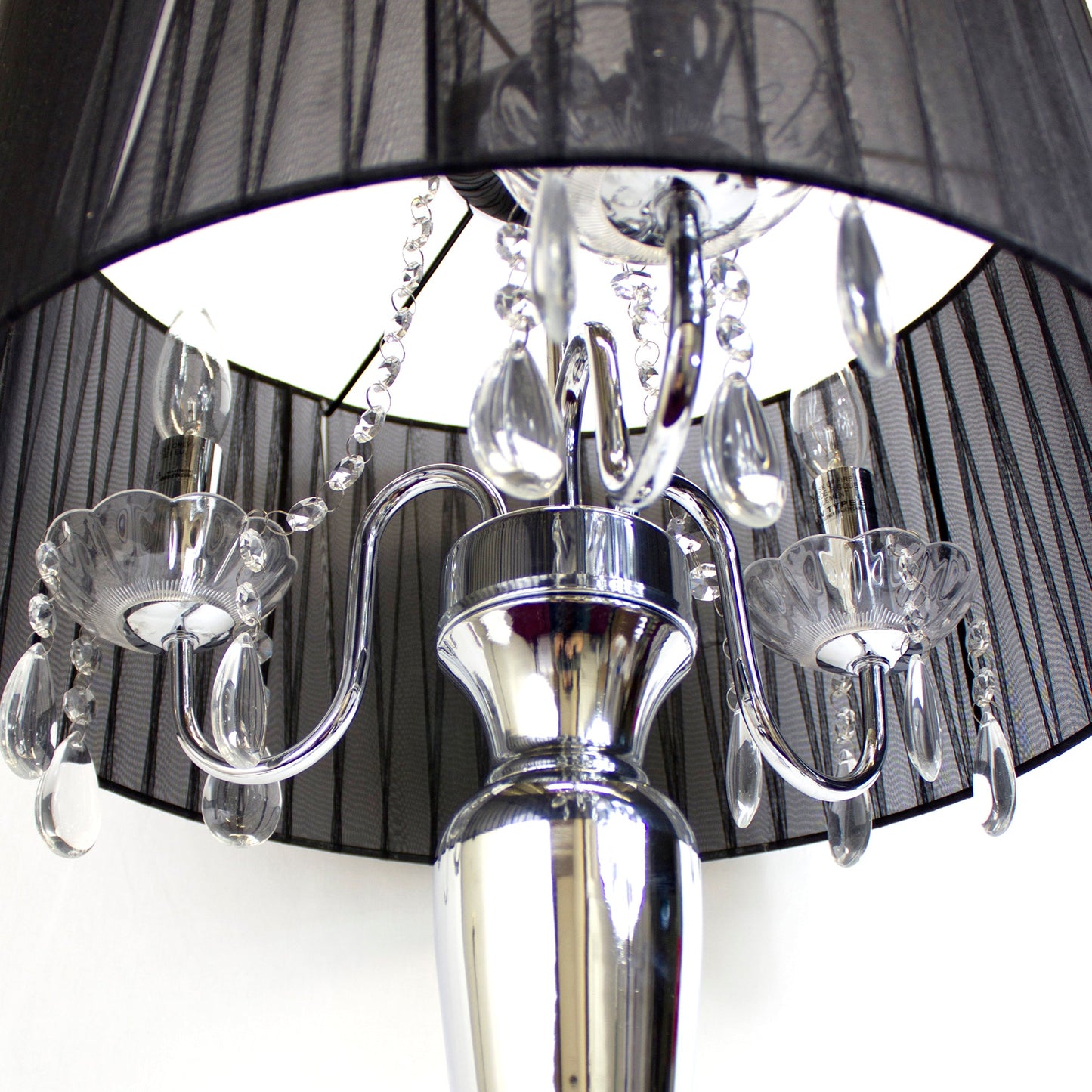 All The Rages Elegant Designs Trendy Romantic Sheer Shade Table Lamp With Hanging Crystals