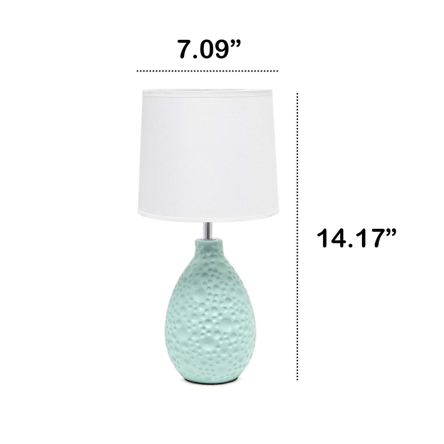 All The Rages Essentix 14" Blue Ceramic Textured Tear Drop Shaped Table Lamp With Tapered White Fabric Shade