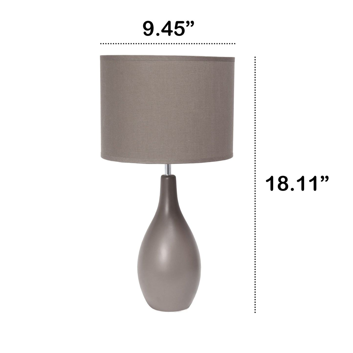 All The Rages Essentix 18" Gray Ceramic Dewdrop Table Lamp With Matching Fabric Shade