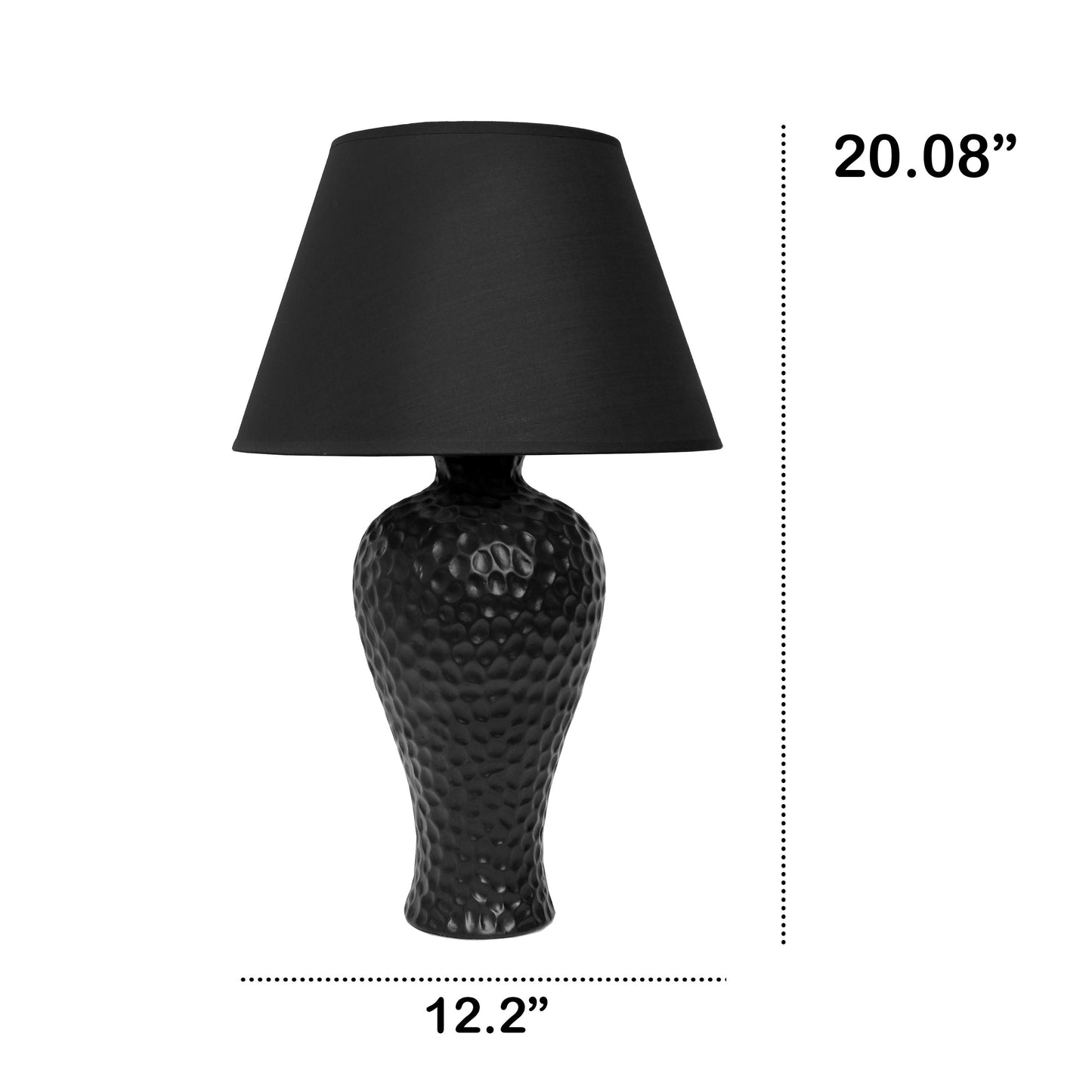 All The Rages Essentix 20" Black Ceramic Textured Table Lamp With Matching Empire Fabric Shade