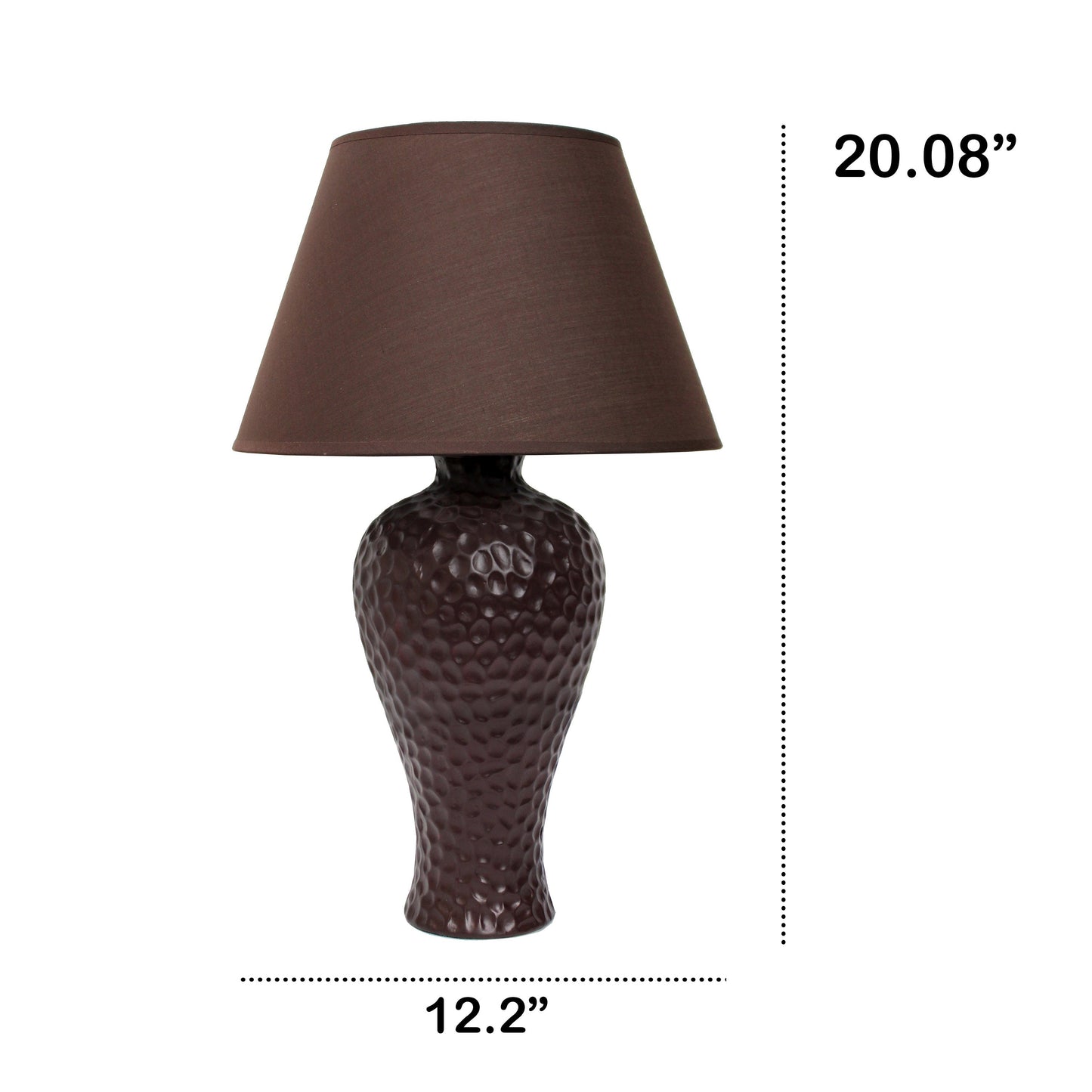 All The Rages Essentix 20" Brown Ceramic Textured Table Lamp With Matching Empire Fabric Shade