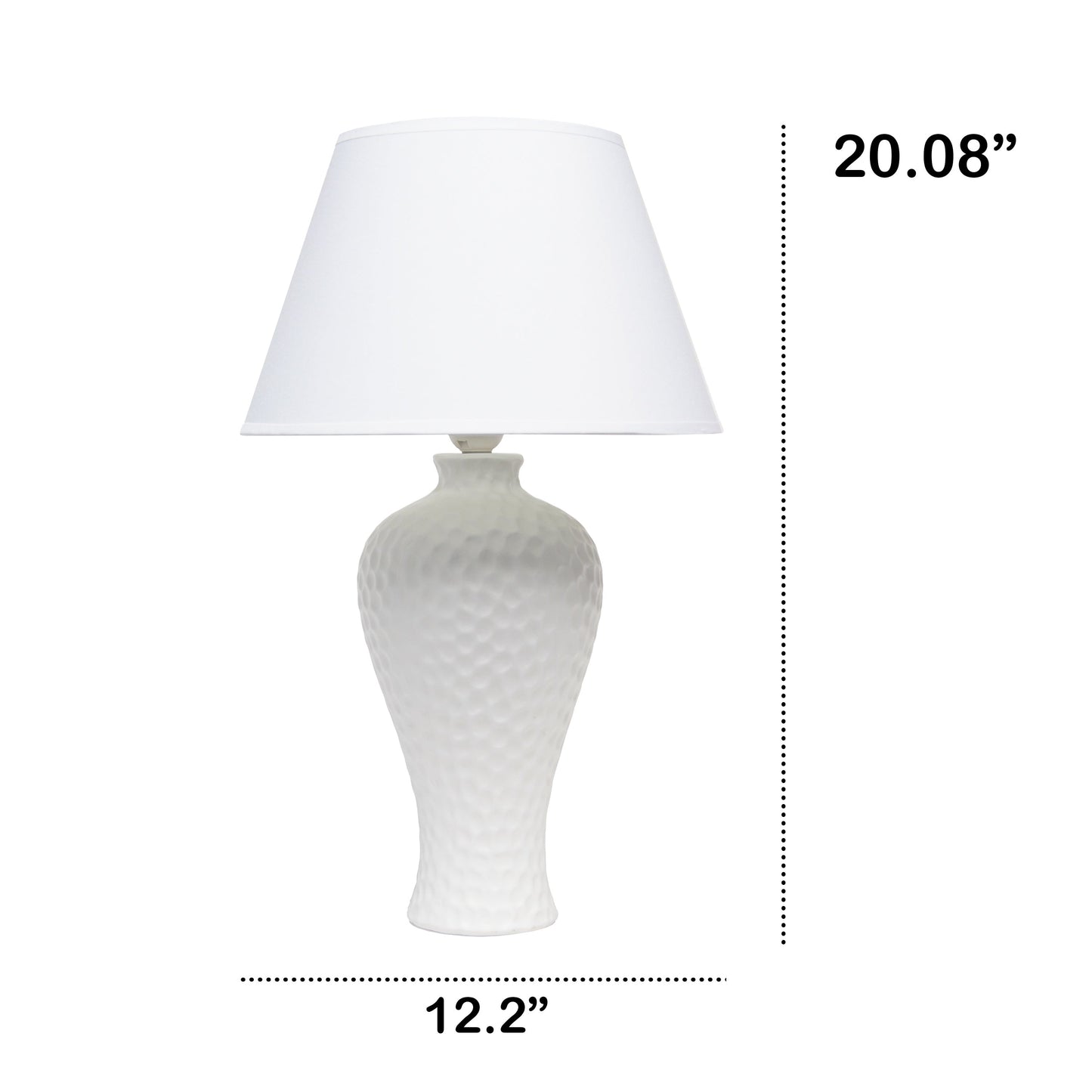 All The Rages Essentix 20" White Ceramic Textured Table Lamp With Matching Empire Fabric Shade