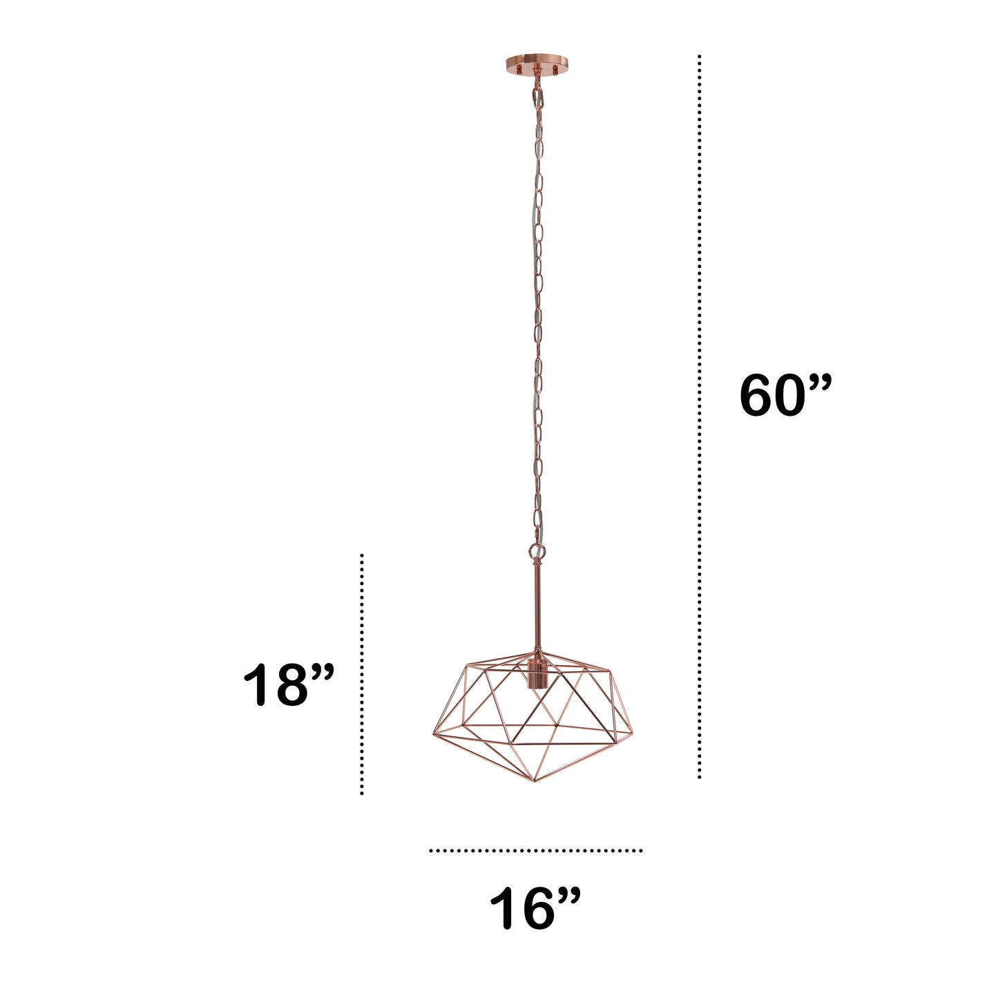 All The Rages Lalia Home 16" Rose Gold Modern Metal Wire Paragon Hanging Pendant Light