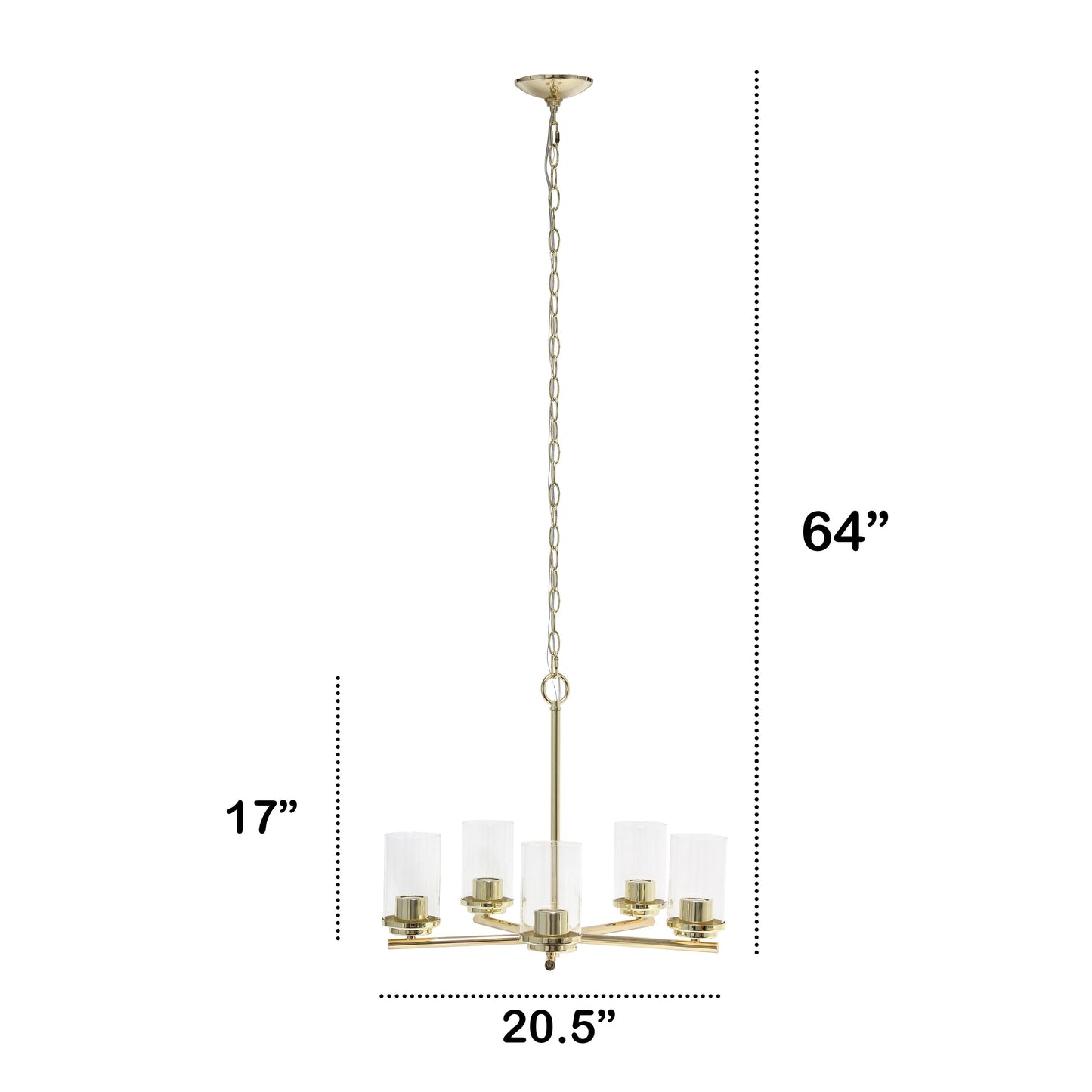 All The Rages Lalia Home 21" Gold 5-Light Classic Contemporary Clear Glass & Metal Pendant Light