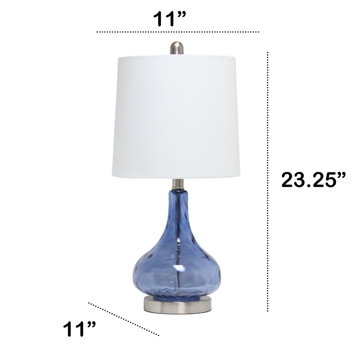 All The Rages Lalia Home 23" Dark Blue Rippled Colored Glass Table Lamp With White Fabric Shade