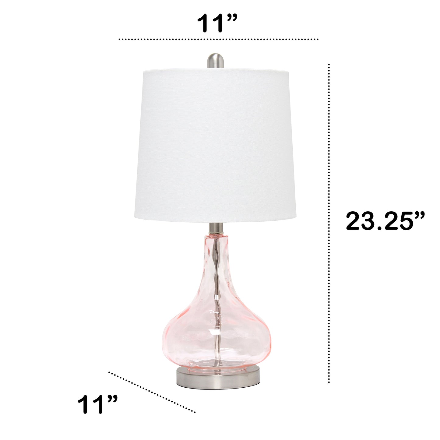 All The Rages Lalia Home 23" Pink Rose Quartz Rippled Colored Glass Table Lamp With White Fabric Shade