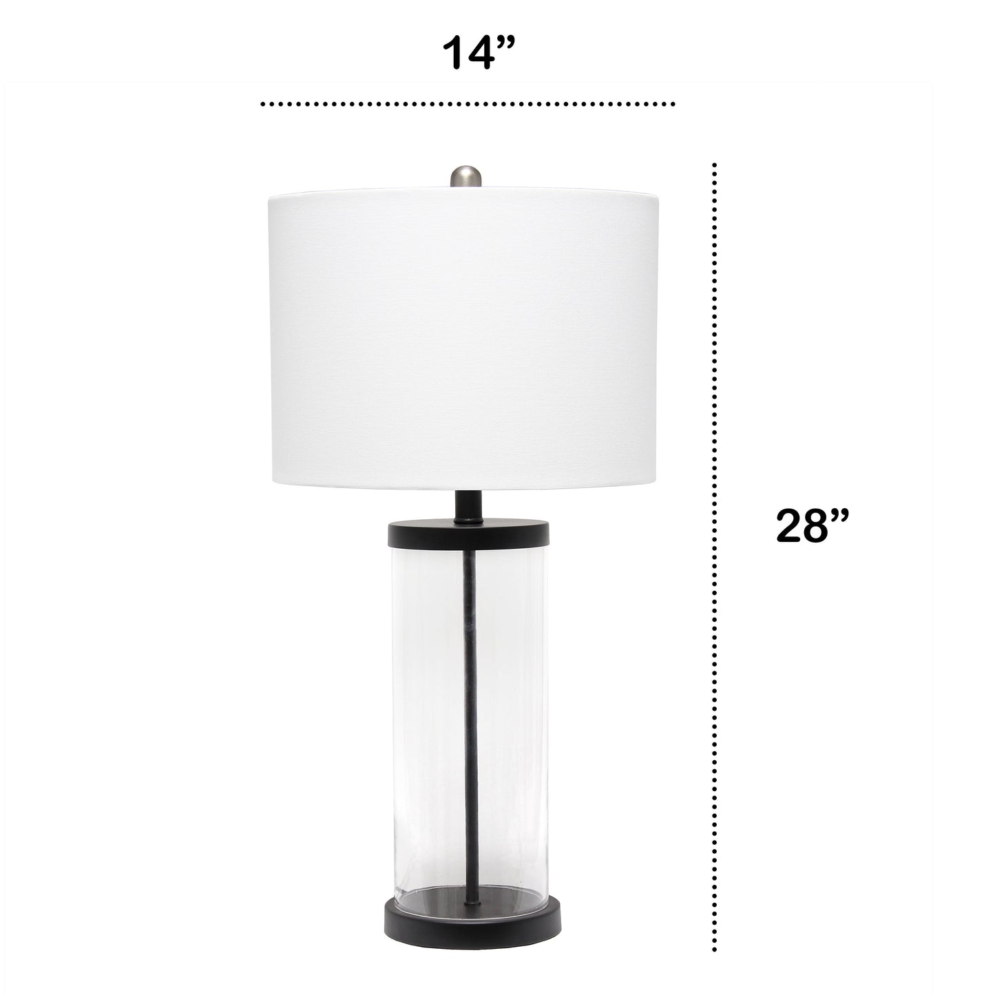 All The Rages Lalia Home Black Entrapped Glass Table Lamp With White Fabric Shade