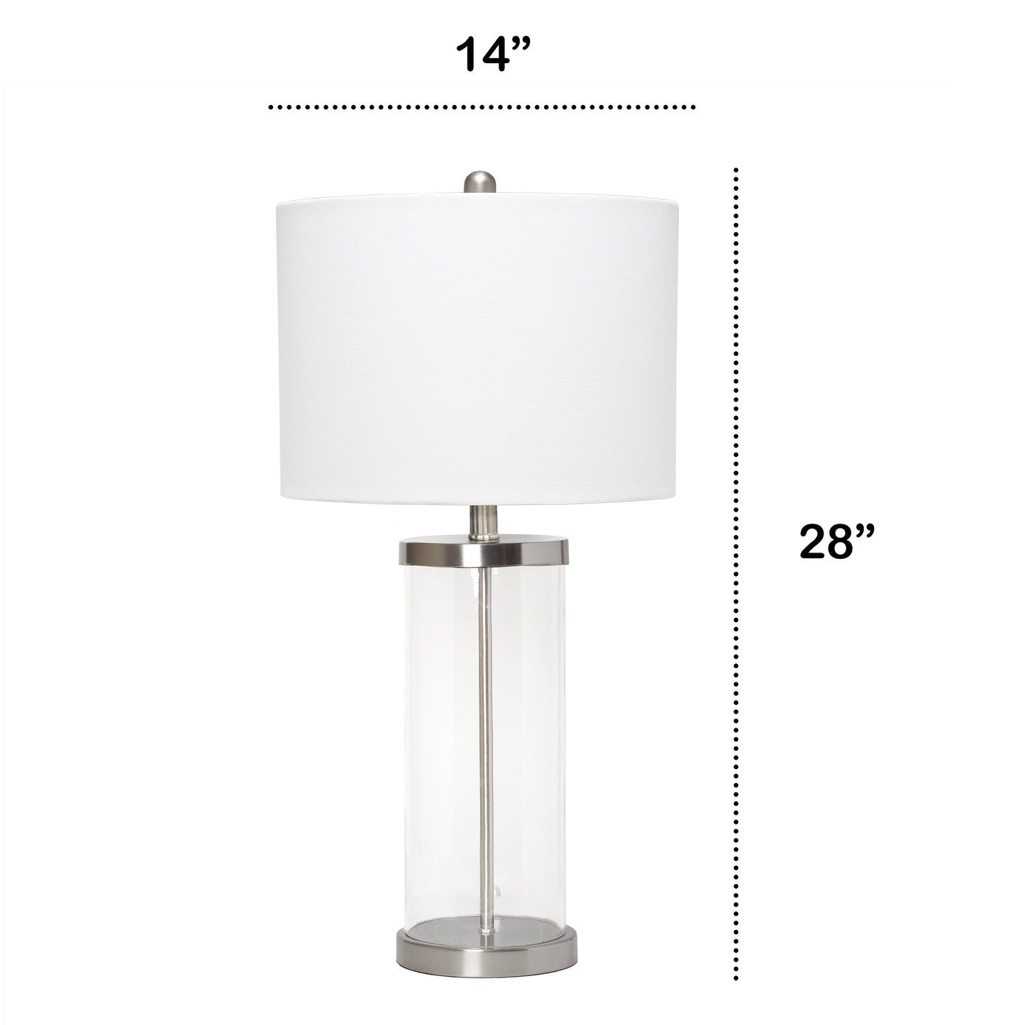 All The Rages Lalia Home Brushed Nickel Entrapped Glass Table Lamp With White Fabric Shade