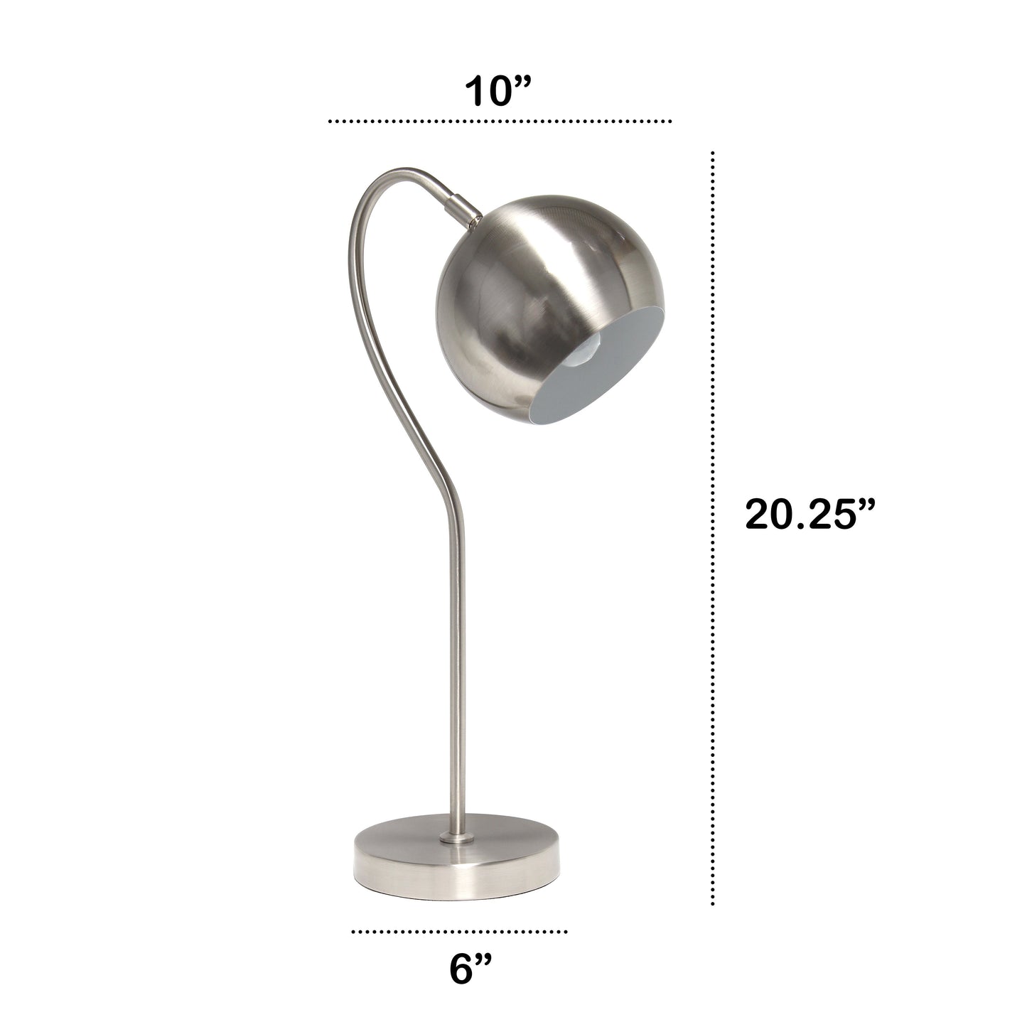 All The Rages Lalia Home Brushed Nickel Mid Century Curved Table Lamp With Dome Shade