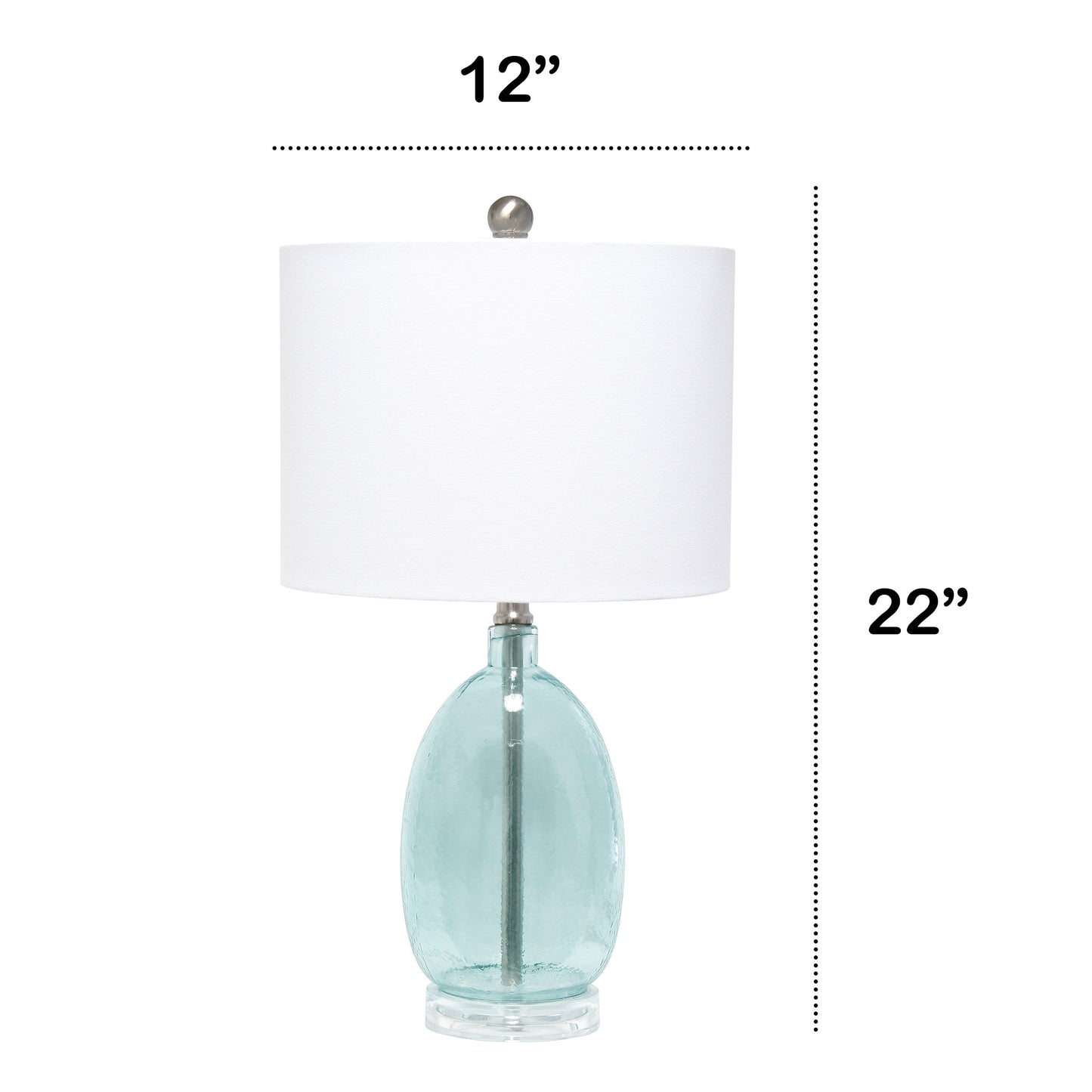 All The Rages Lalia Home Clear Blue Oval Glass Table Lamp With White Drum Shade