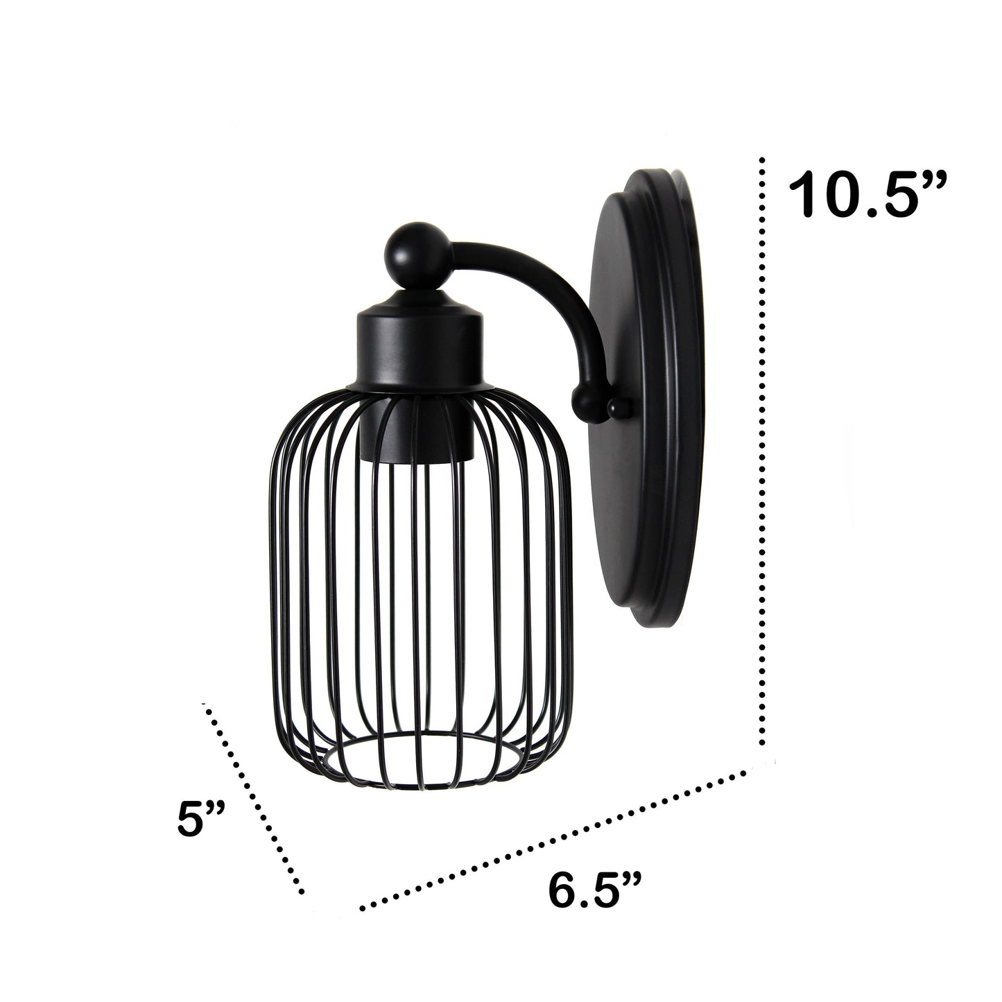 All The Rages Lalia Home Ironhouse 11" Black Industrial Decorative Cage Wall Sconce