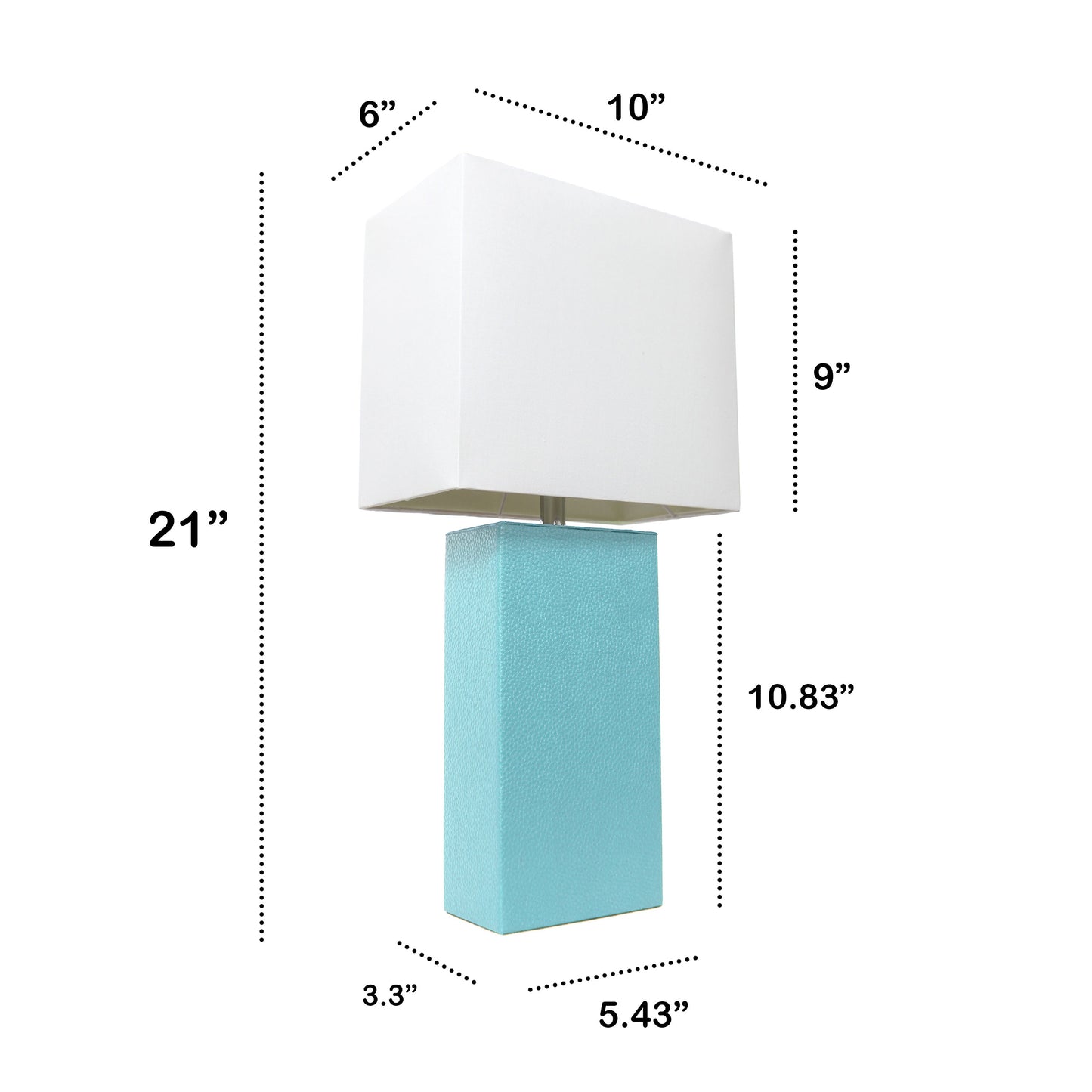 All The Rages Lalia Home Lexington 21" Aqua Leather Base Modern Home Bedside Table Lamp