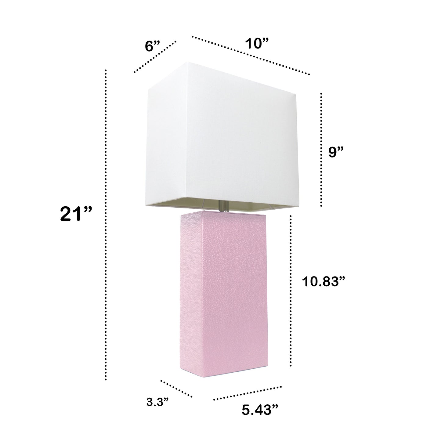 All The Rages Lalia Home Lexington 21" Blush Pink Leather Base Modern Home Bedside Table Lamp