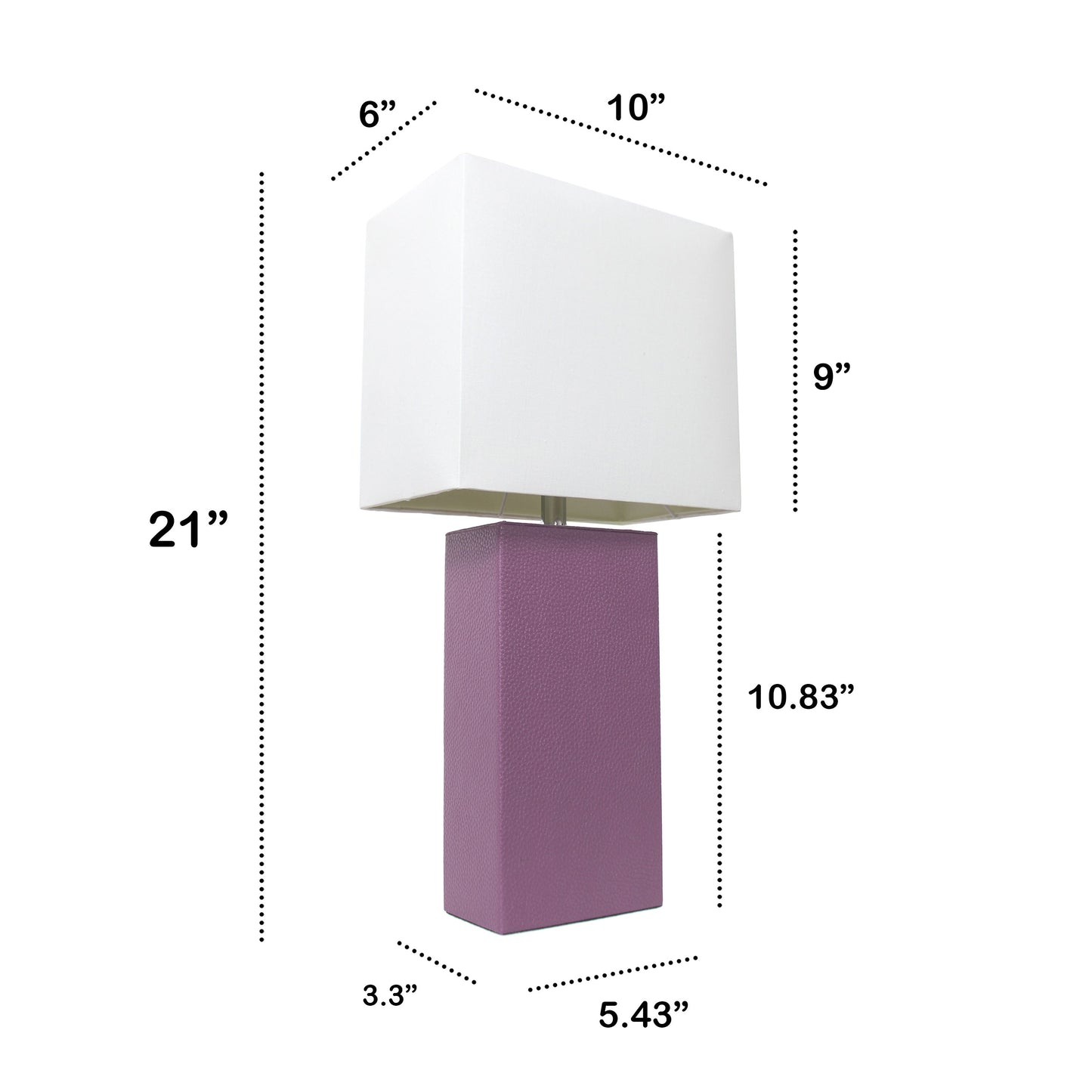 All The Rages Lalia Home Lexington 21" Purple Leather Base Modern Home Bedside Table Lamp