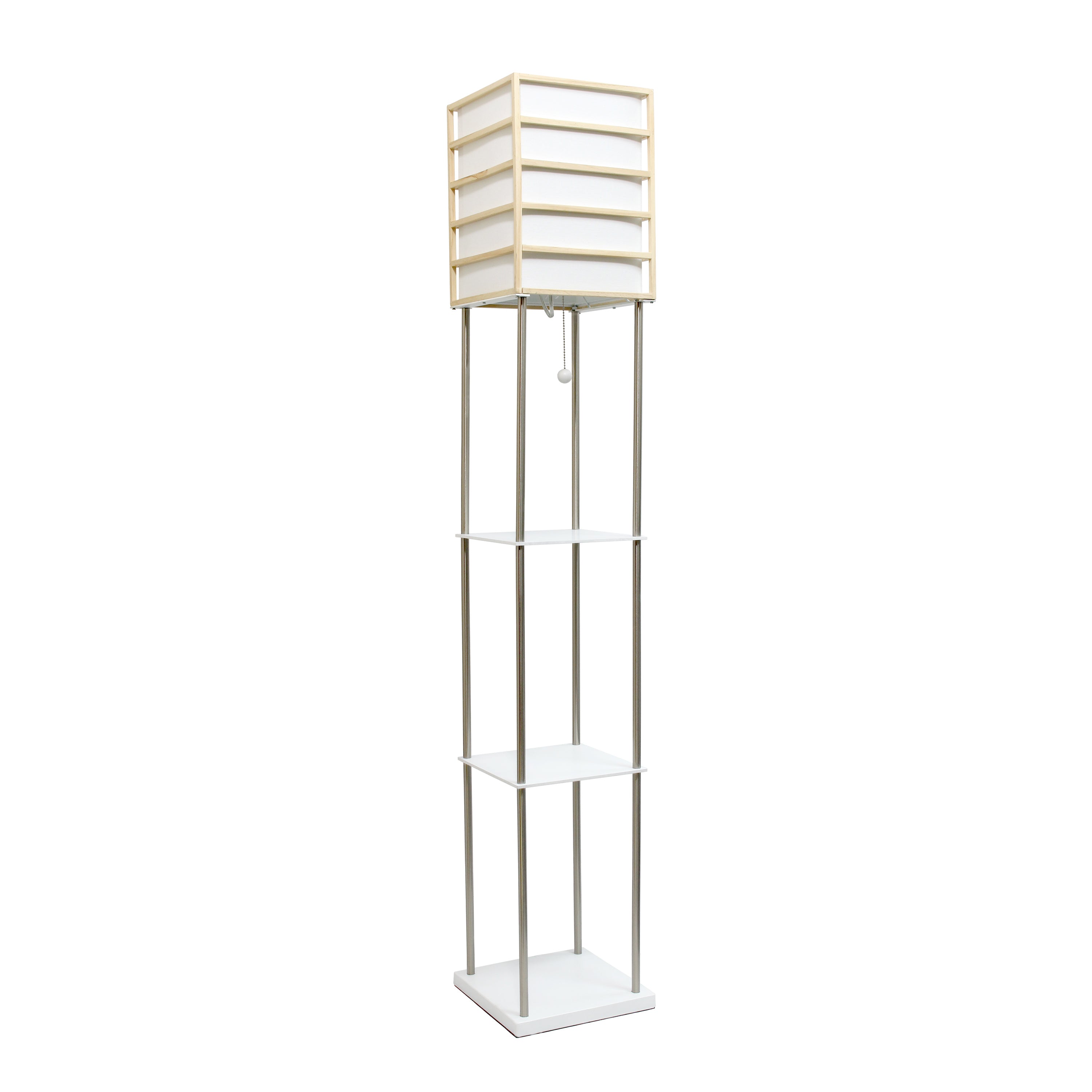 All The Rages Lalia Home Light Wood Metal Etagere Floor Lamp With Stor