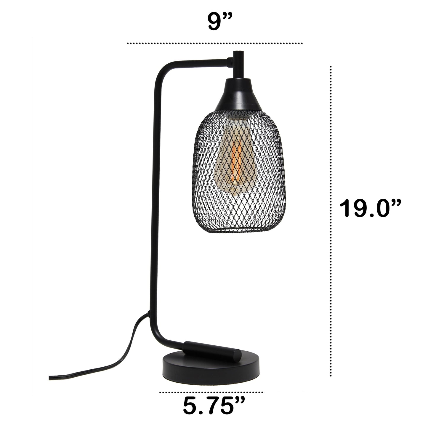 All The Rages Lalia Home Matte Black Industrial Mesh Table Lamp