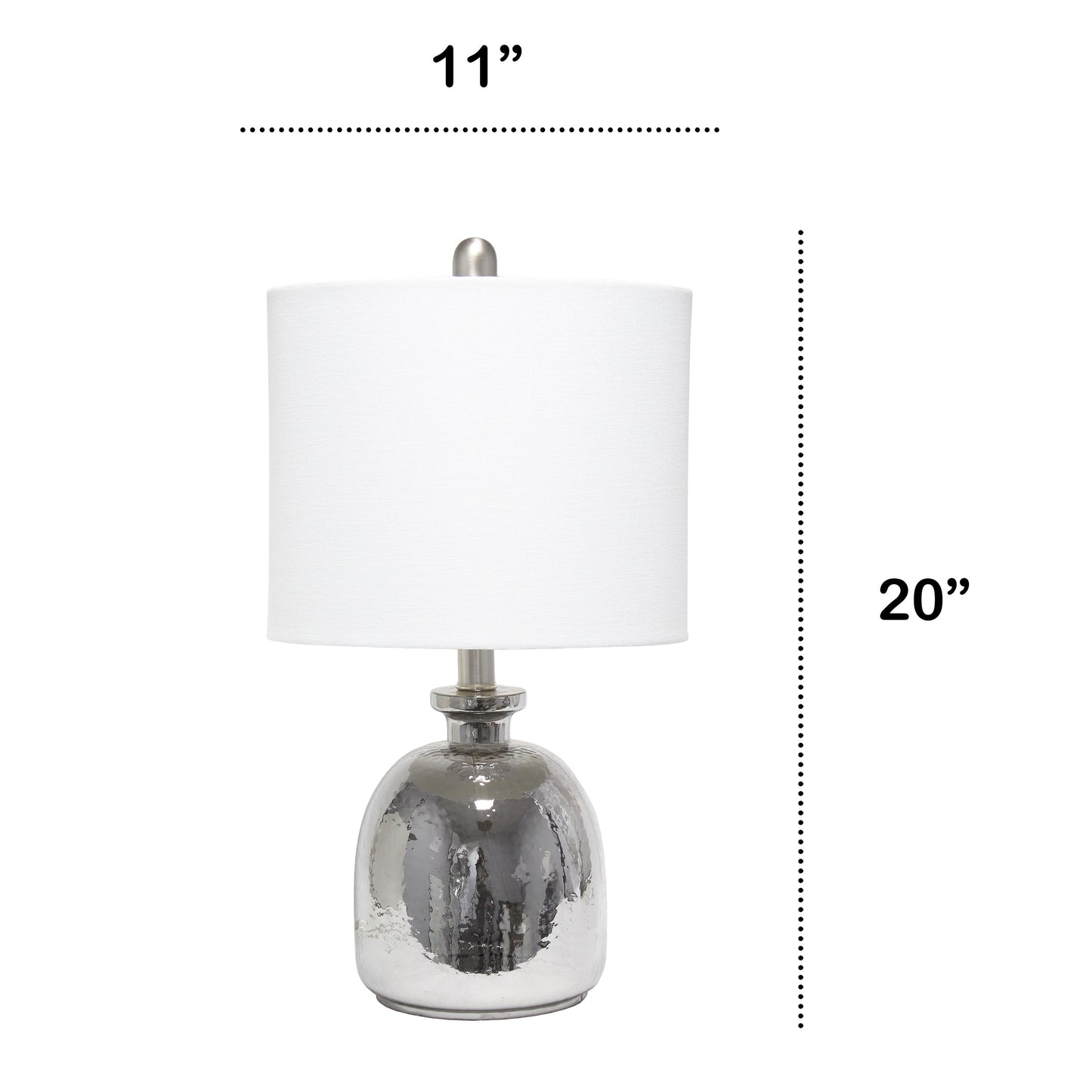 All The Rages Lalia Home Metallic Gray Hammered Glass Jar Table Lamp With White Linen Shade