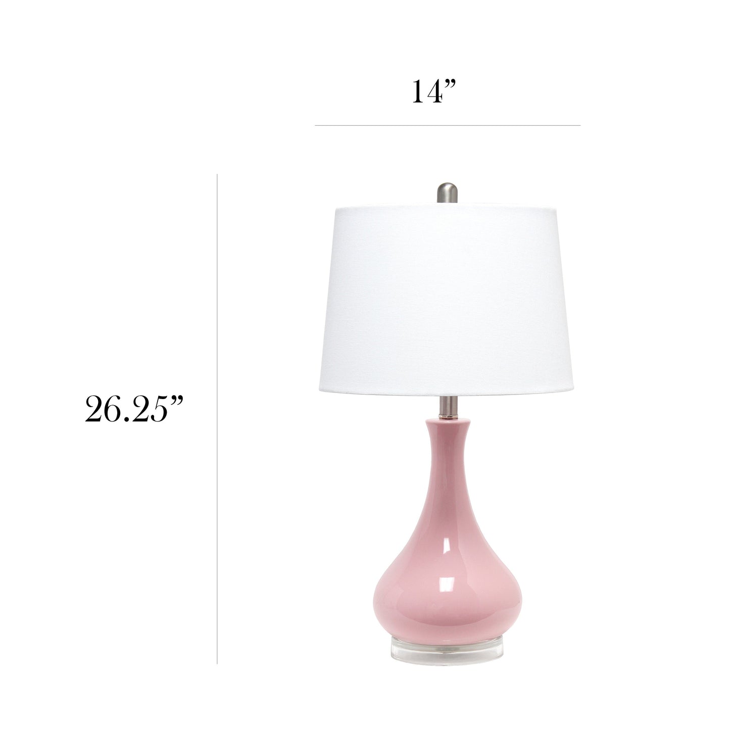 All The Rages Lalia Home Rose Pink Droplet Table Lamp With Fabric Shade