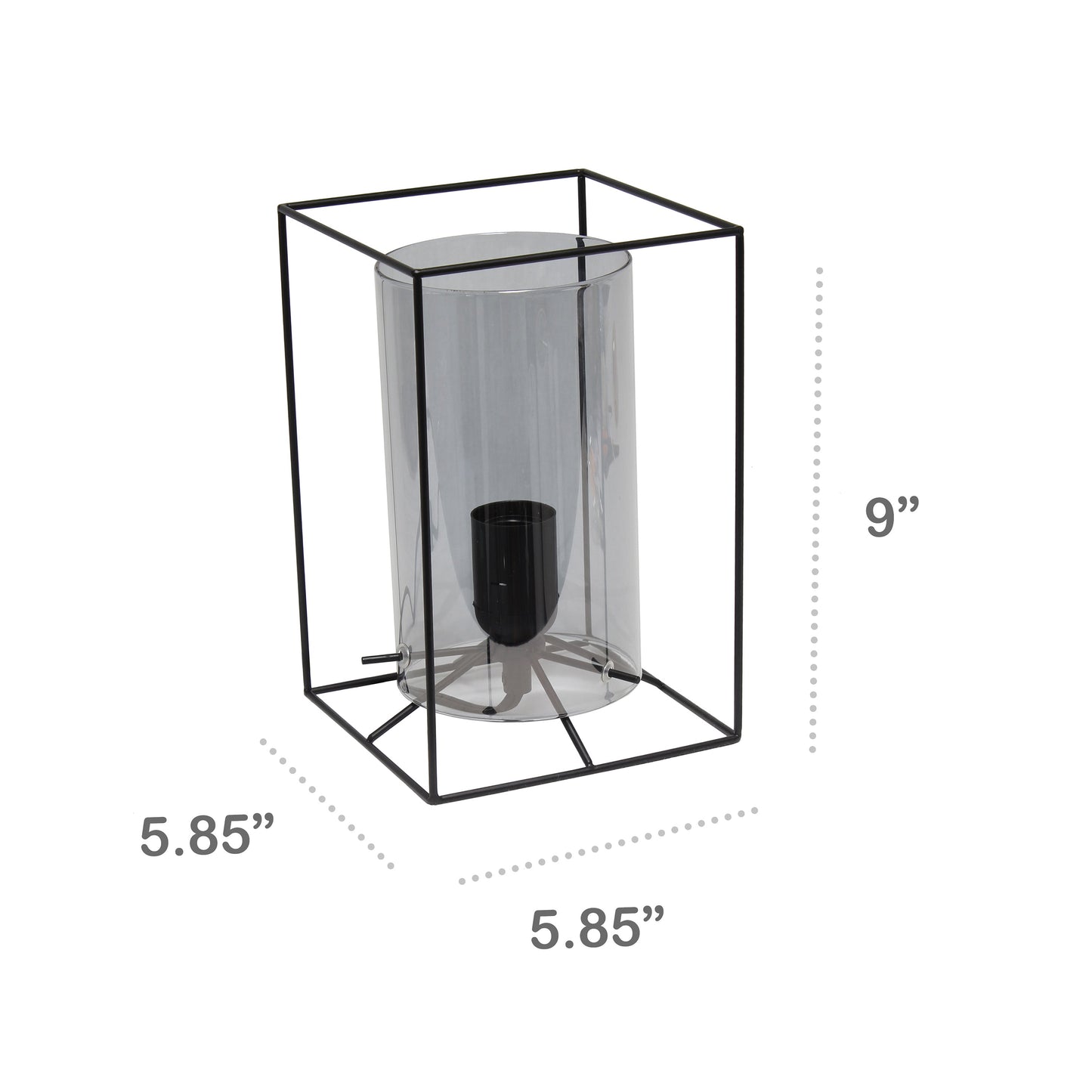 All The Rages Lalia Home Small Black Table Lamp With Smoked Cylinder Glass Shade