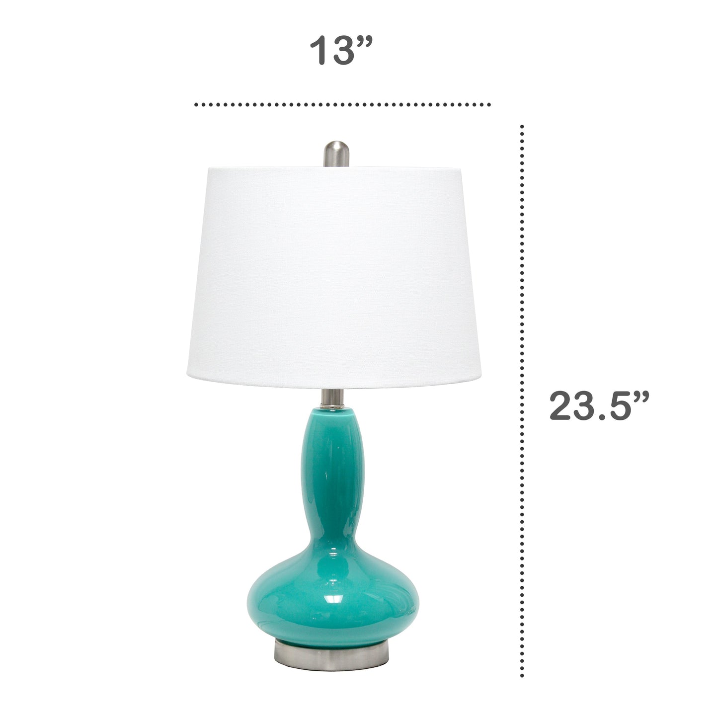 All The Rages Lalia Home Teal Glass Dollop Table Lamp With White Fabric Shade