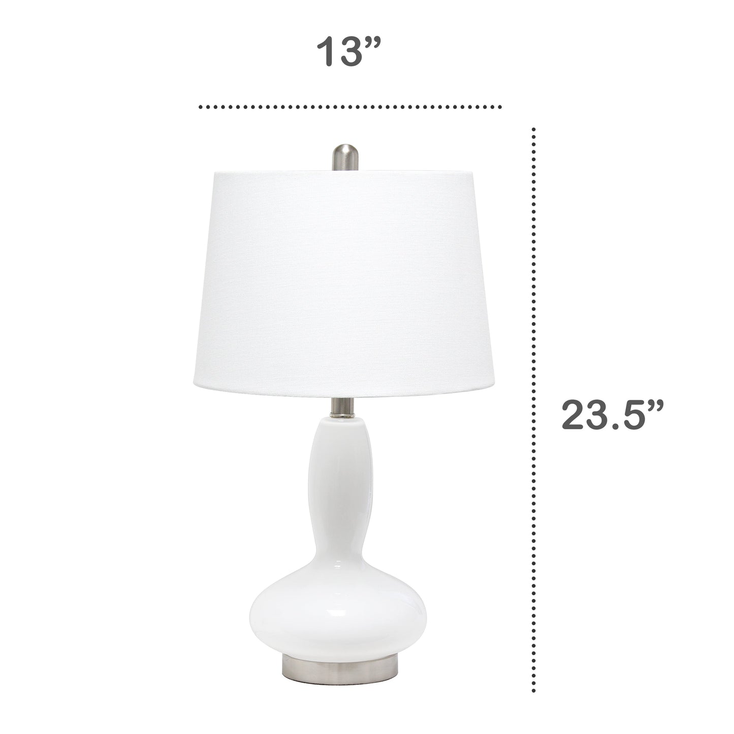 All The Rages Lalia Home White Glass Dollop Table Lamp With White Fabric Shade