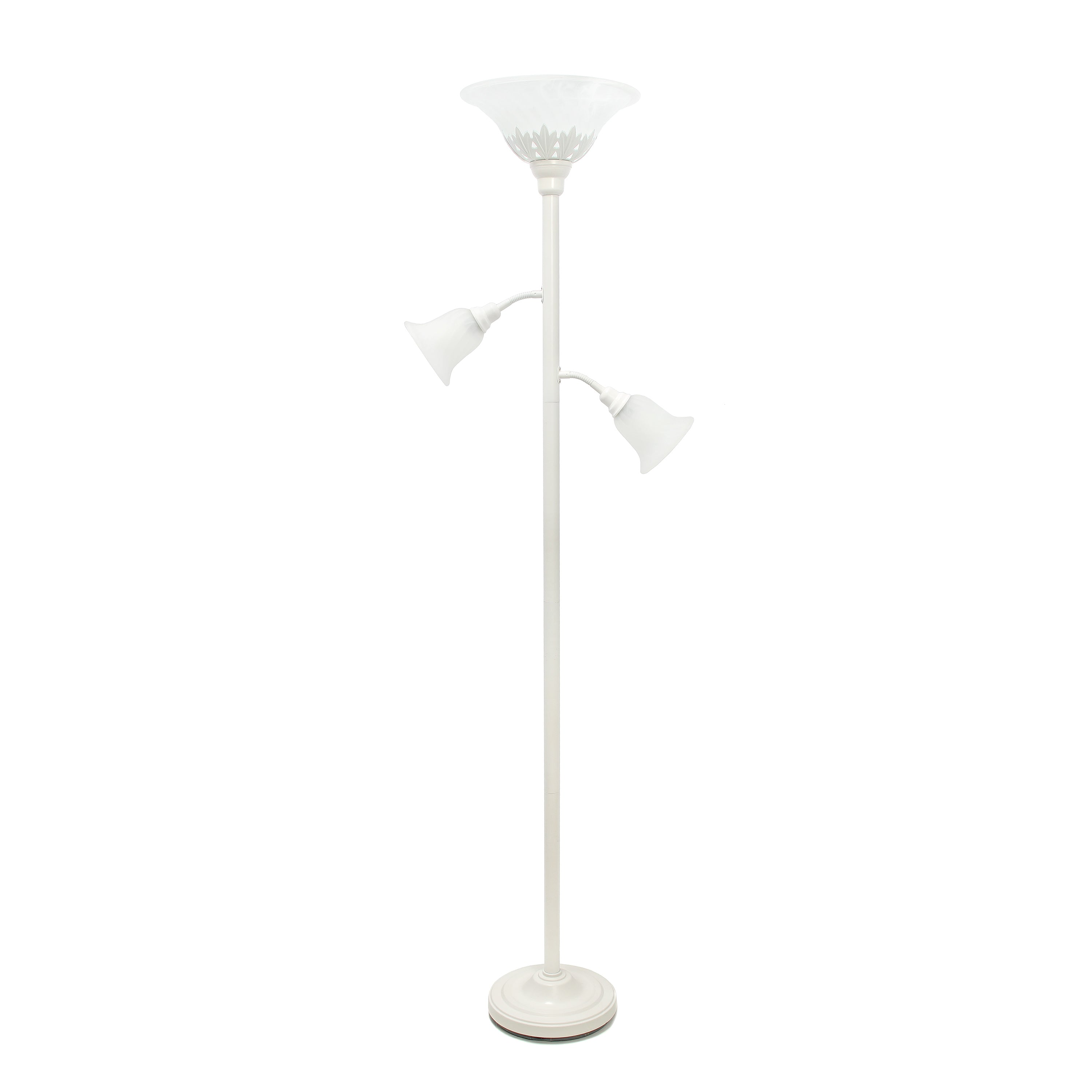 All The Rages Lalia Home White Torchiere Floor Lamp With 2 Reading Lig ...