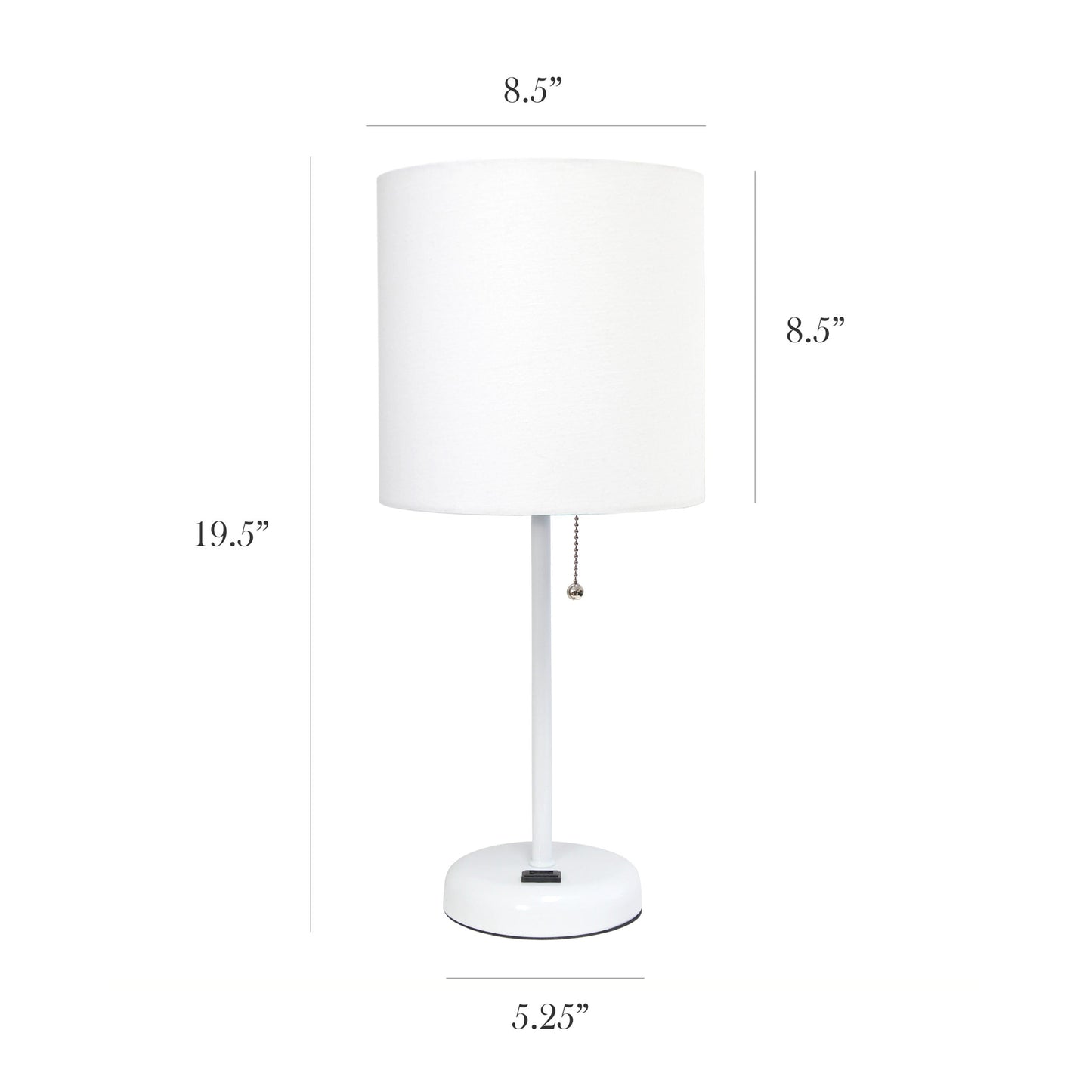 All The Rages LimeLights White Fabric Shade White Lamp With Charging Outlet