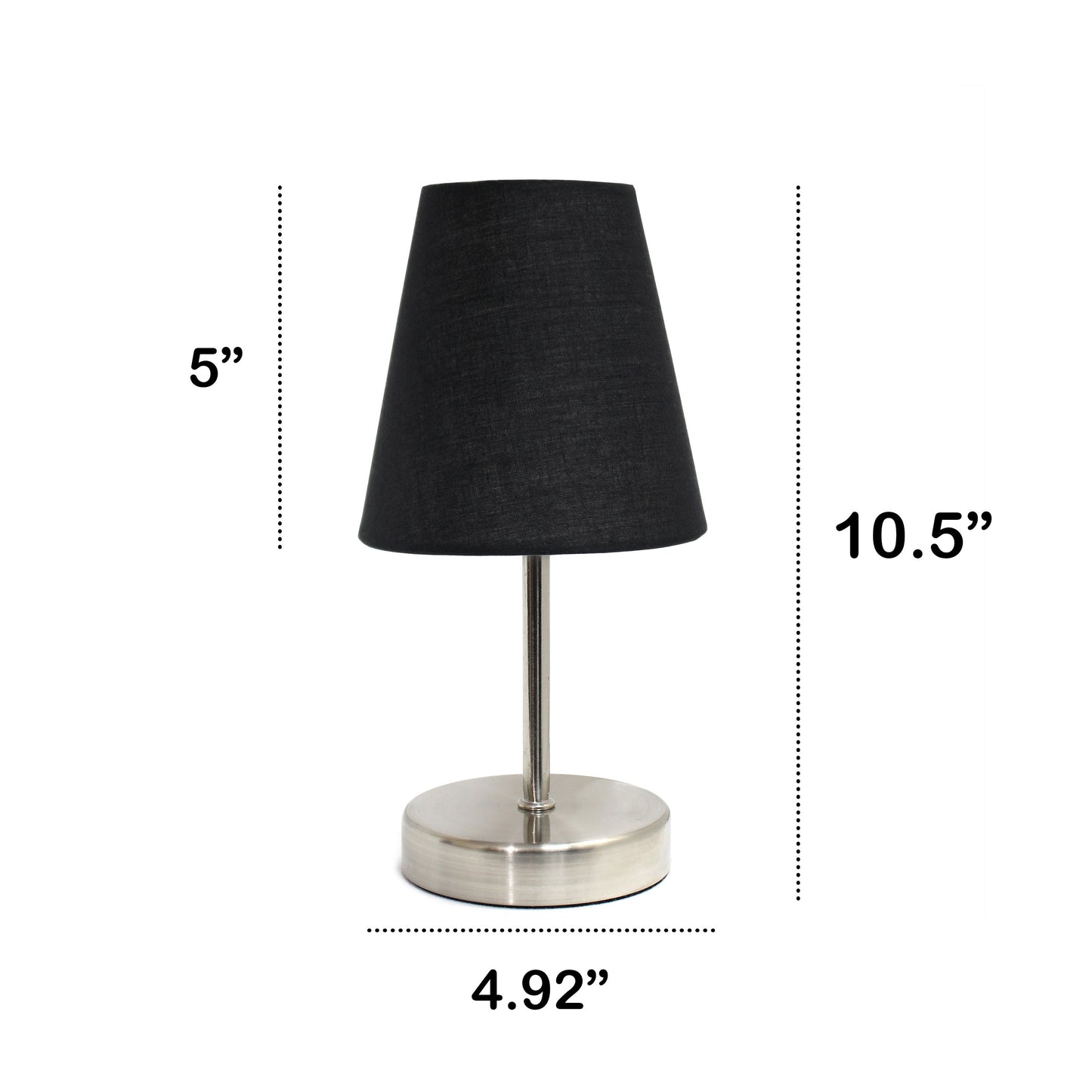 All The Rages Nauru 11" Sand Nickel Bedside Table Lamp With Black Fabric Empire Shade