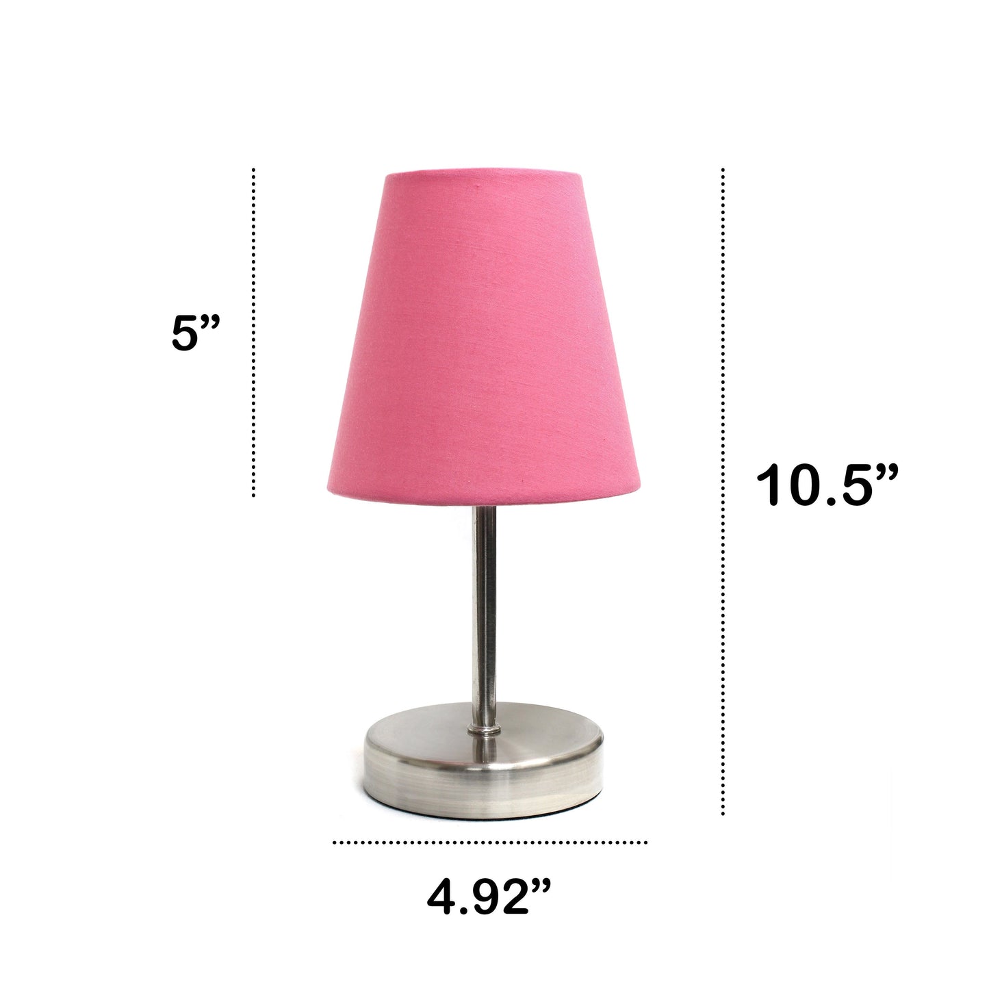 All The Rages Nauru 11" Sand Nickel Bedside Table Lamp With Pink Fabric Empire Shade