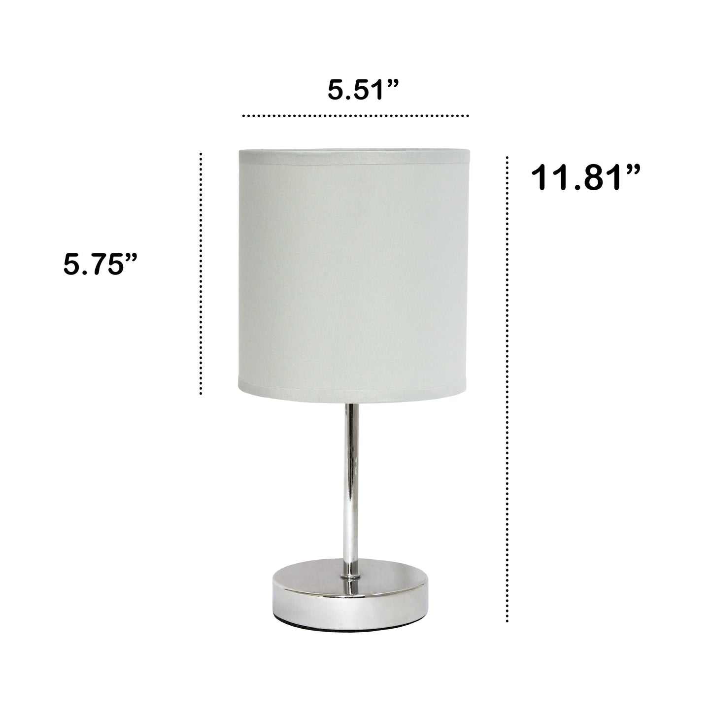 All The Rages Nauru 12" Chrome Metal Stick Table Lamp With Slate Gray Fabric Shade