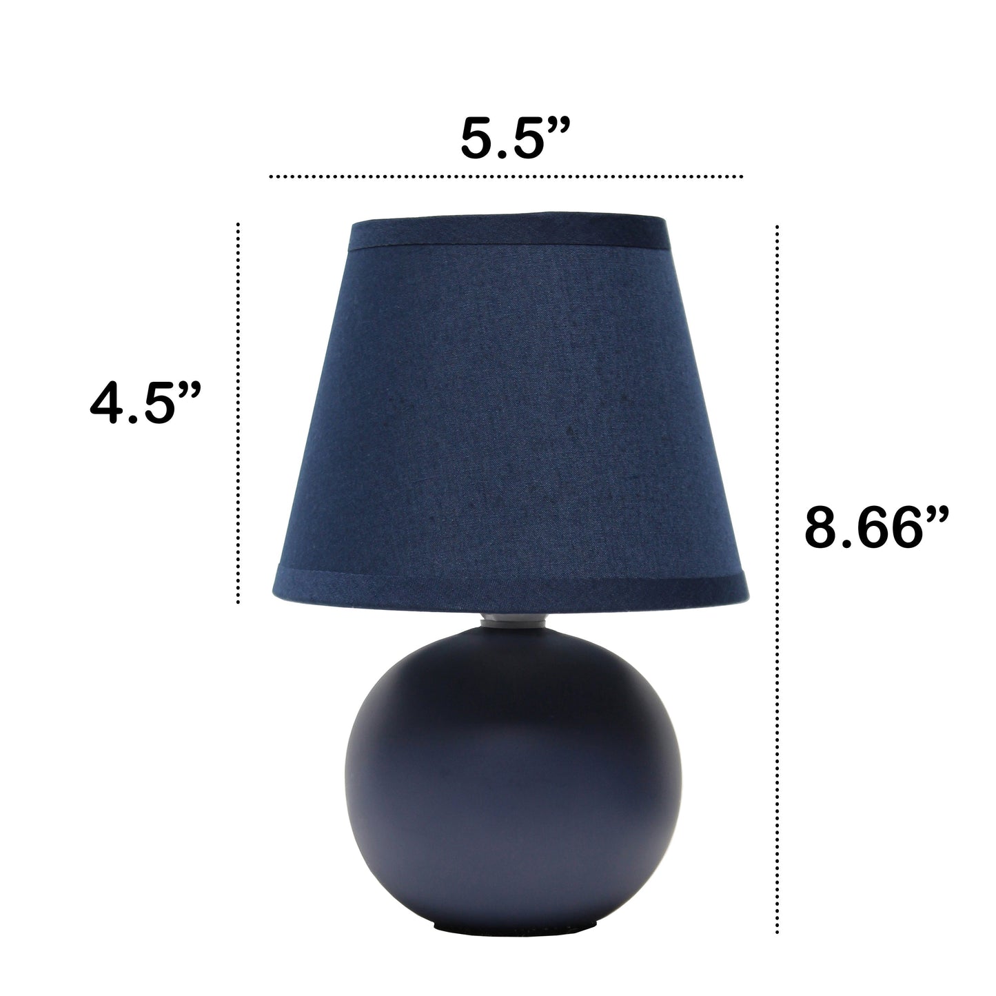 All The Rages Nauru 9" Blue 2-Piece Ceramic Orb Table Lamps With Matching Fabric Shades