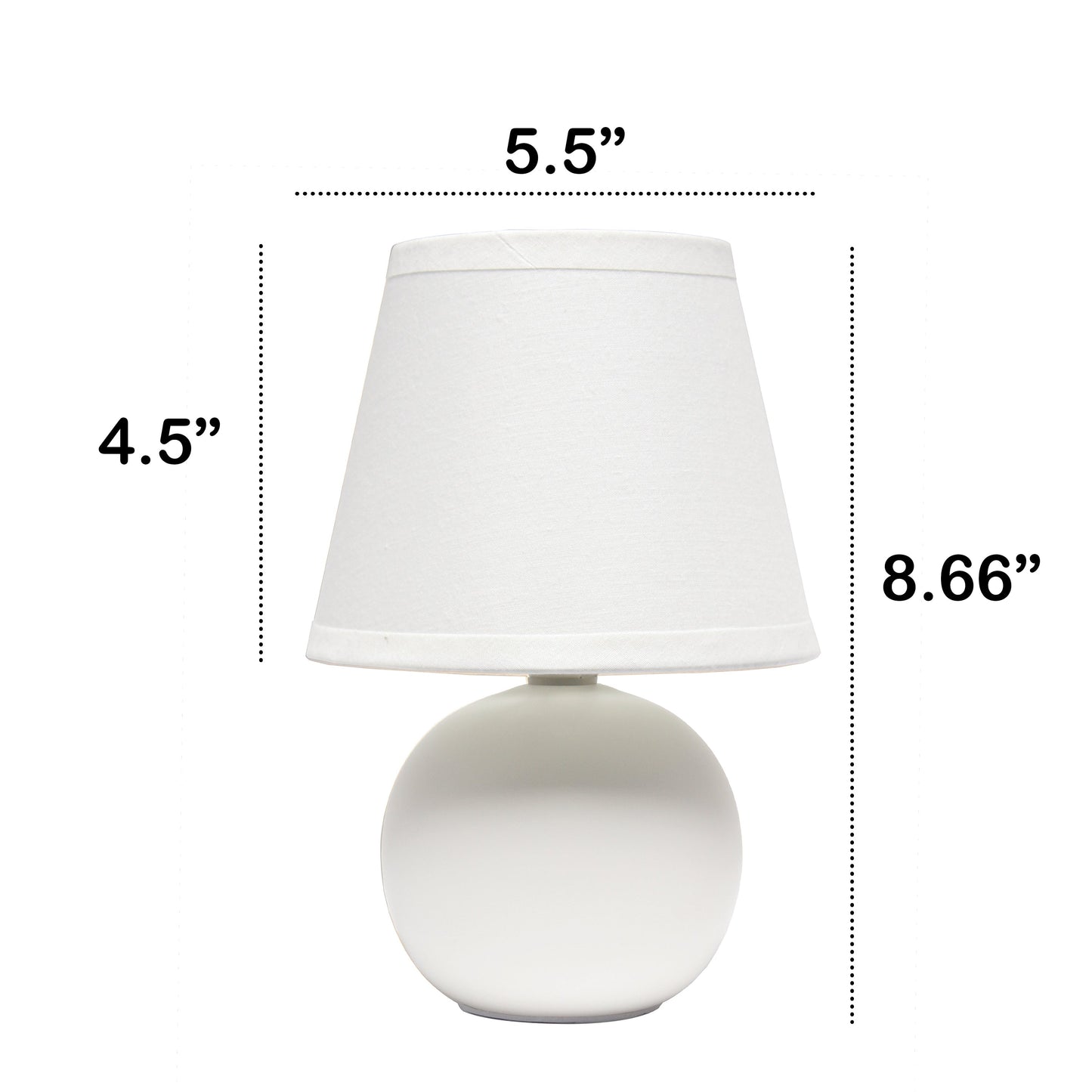 All The Rages Nauru 9" Off White Ceramic Orb Table Lamp With Matching Fabric Shade