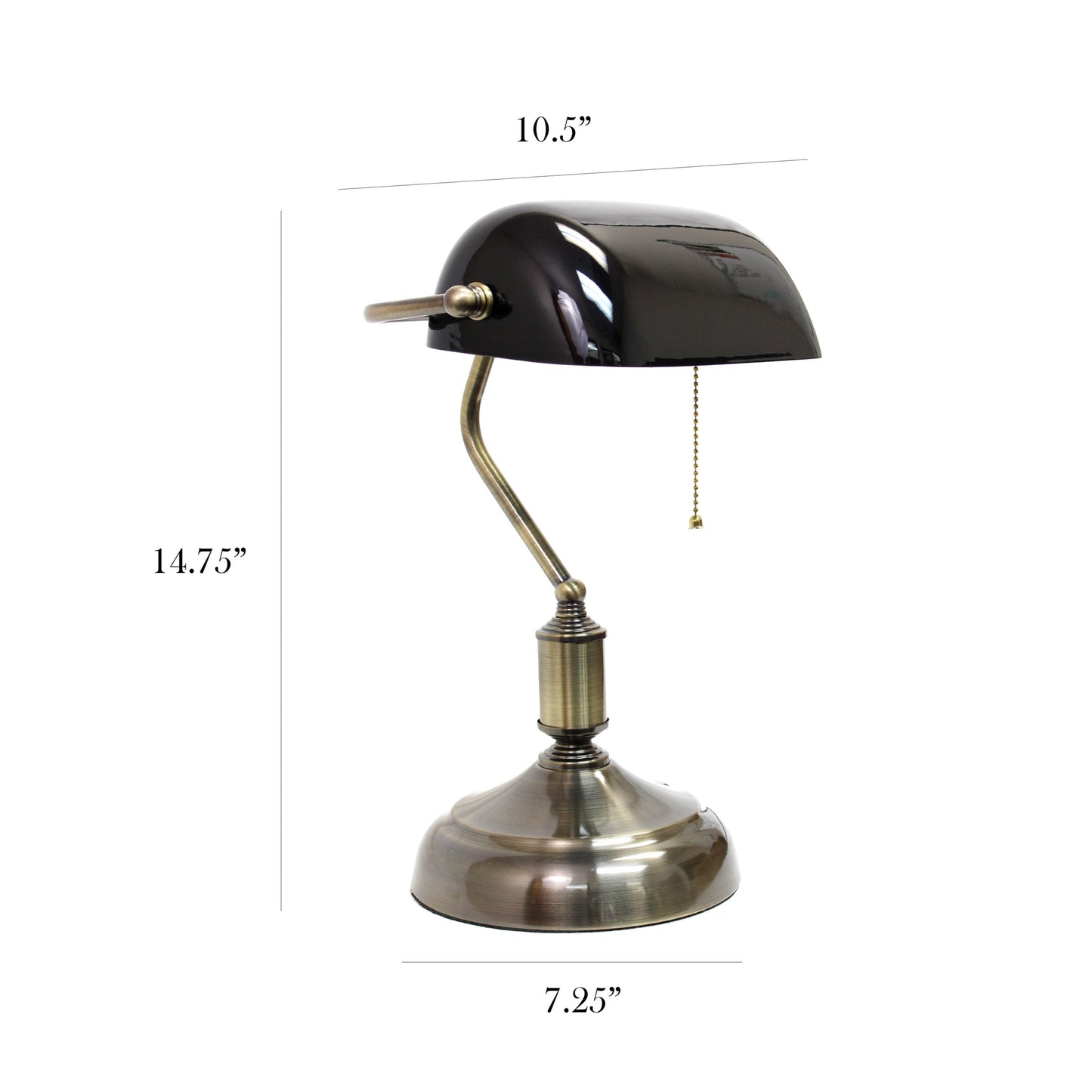 All The Rages Simple Designs Antique Nickel Executive Bankers Desk Lamp With Black Shade