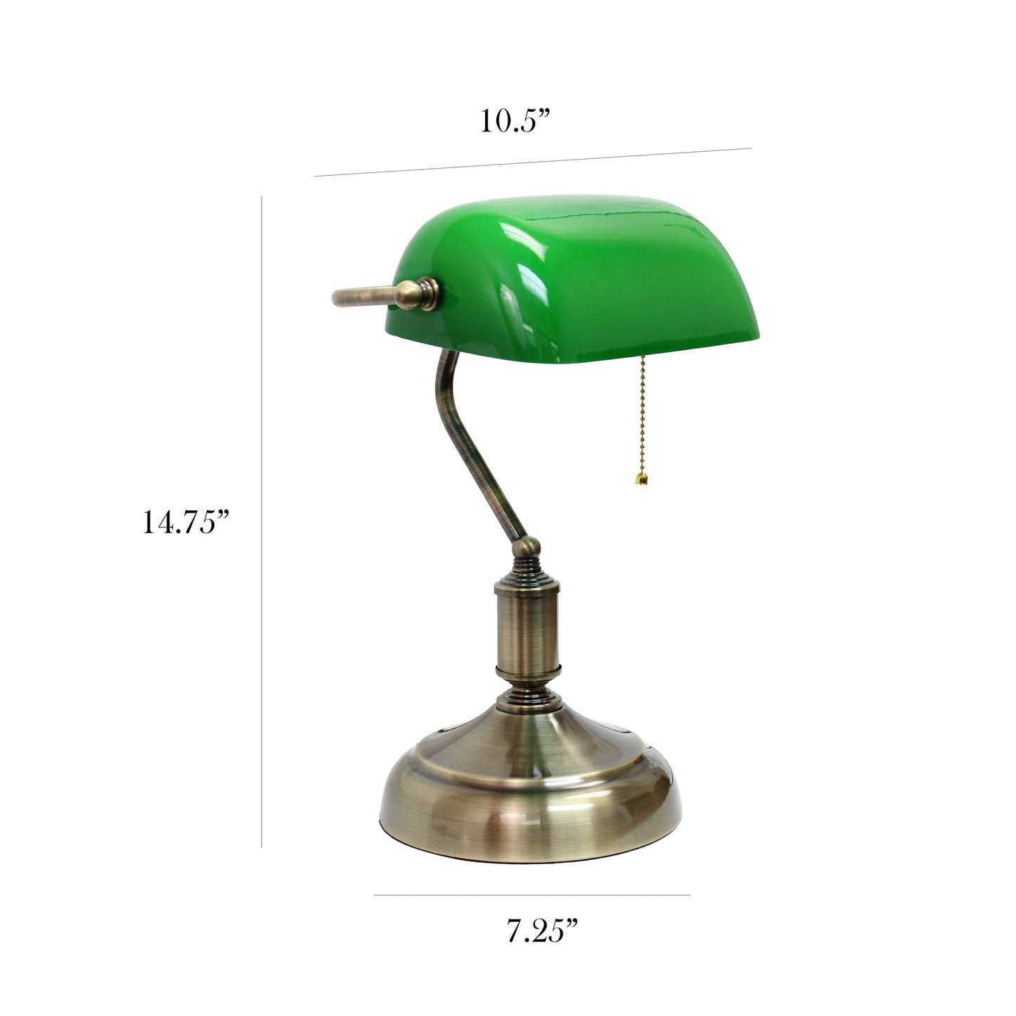All The Rages Simple Designs Antique Nickel Executive Bankers Desk Lamp With Green Shade