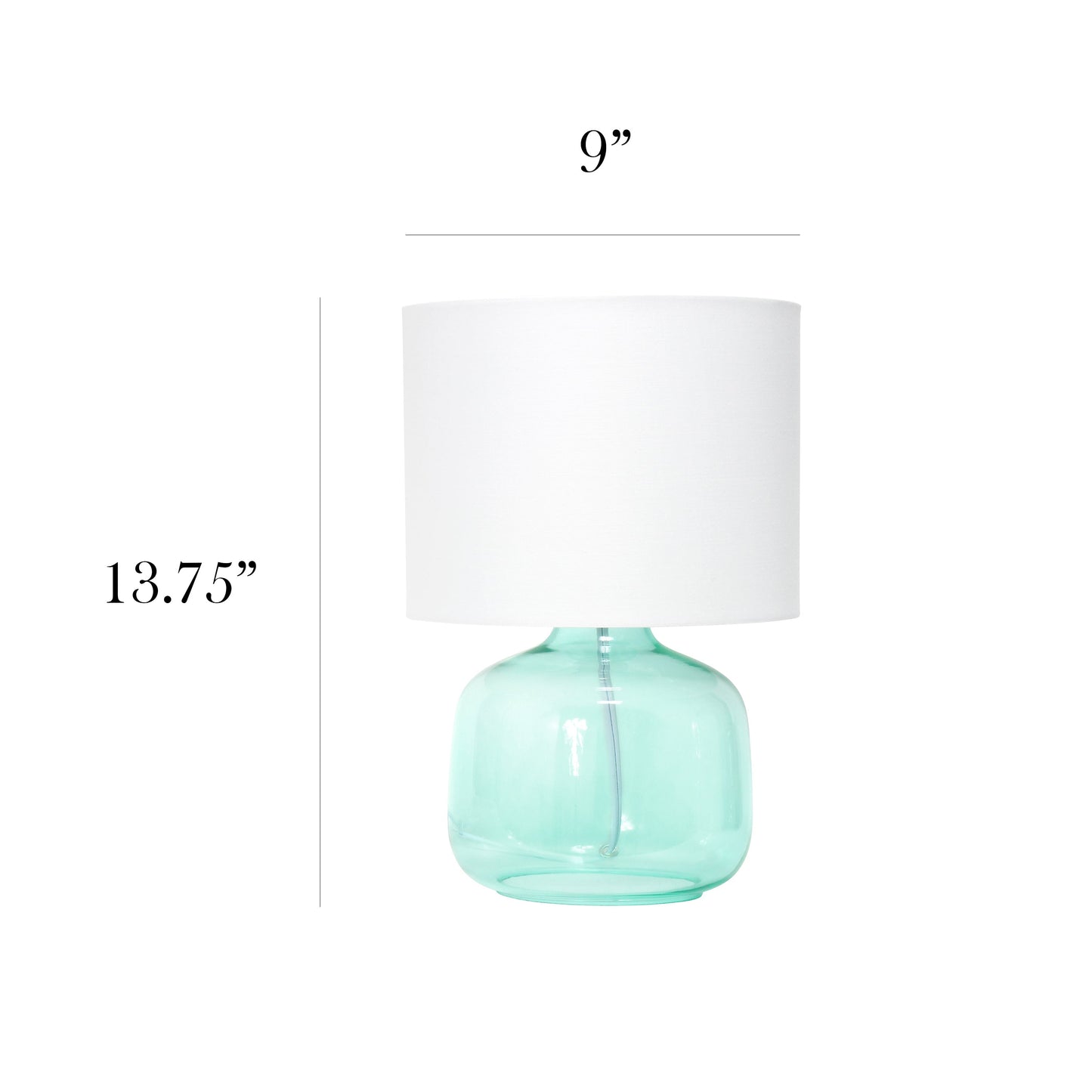 All The Rages Simple Designs Aqua Glass Table Lamp With White Fabric Shade