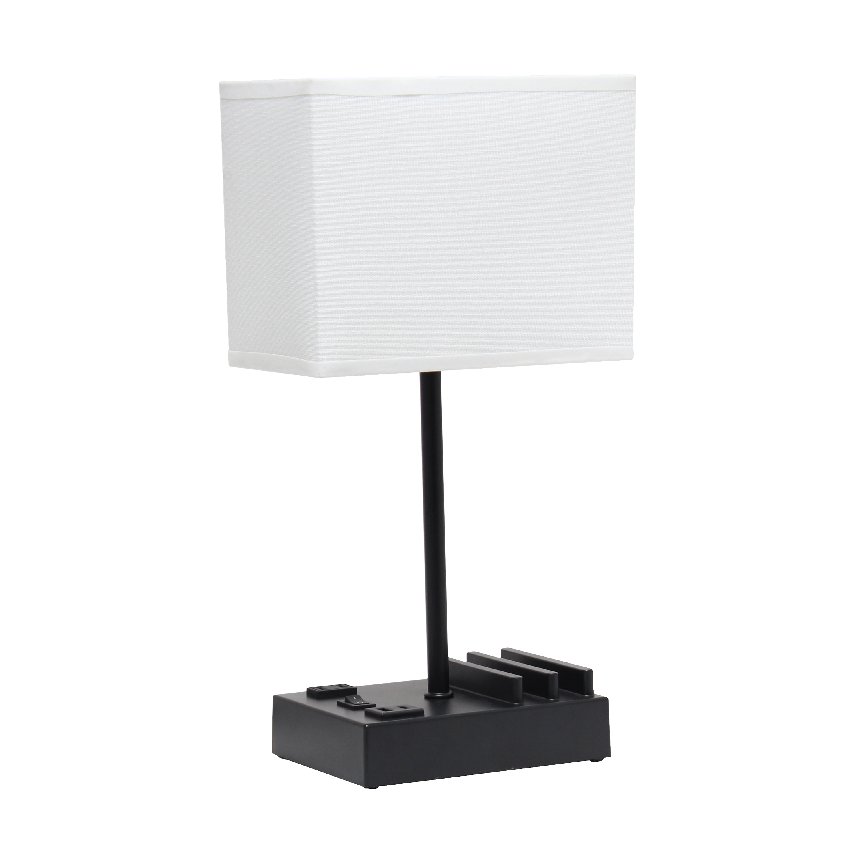 All The Rages Simple Designs Black 15" Multi-Use Table Lamp With 2 USB ...