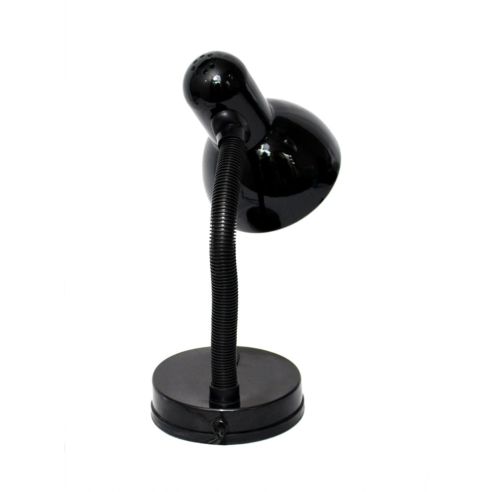 All The Rages Simple Designs Black Basic Metal Desk Lamp With Flexible Hose Neck