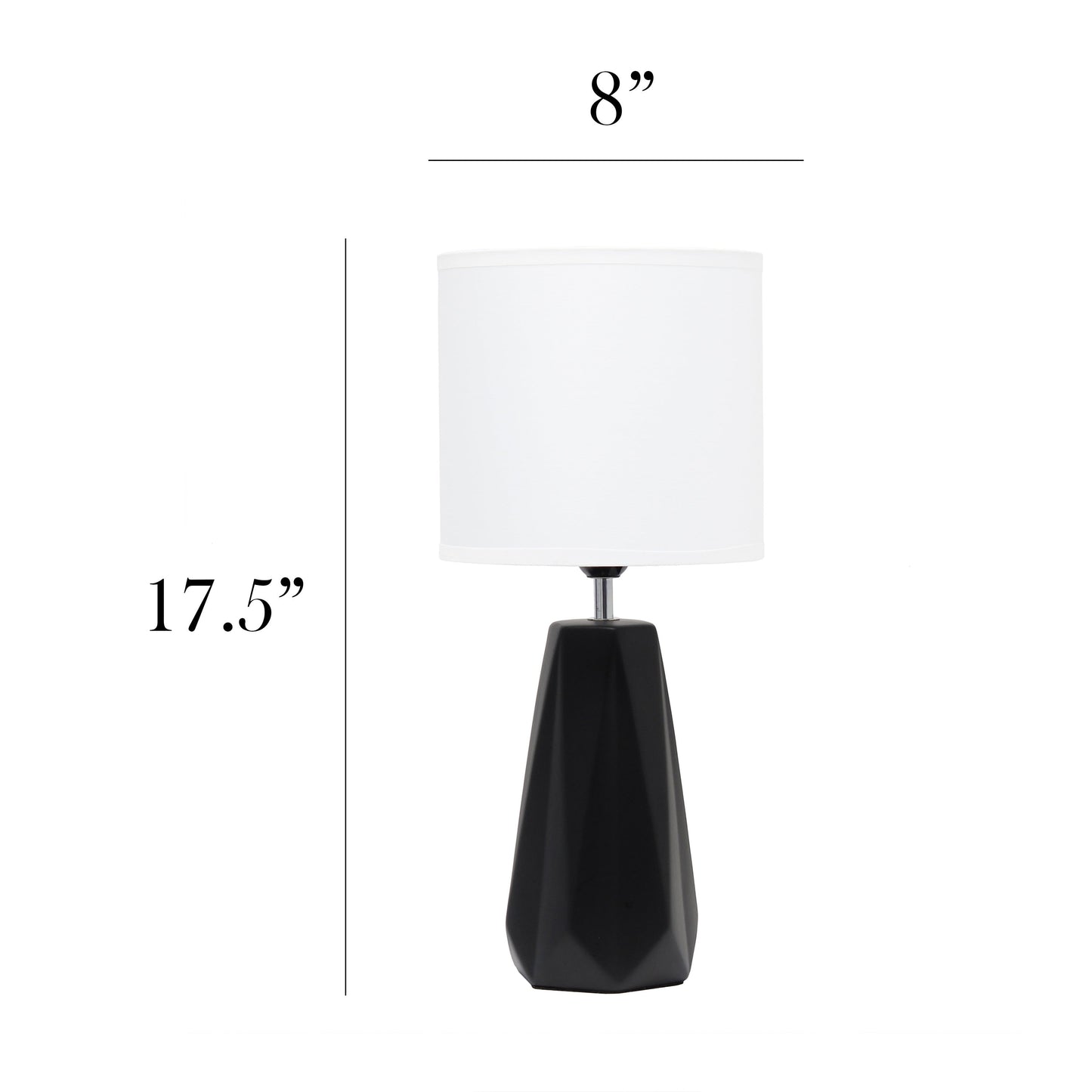 All The Rages Simple Designs Black Ceramic Prism Table Lamp