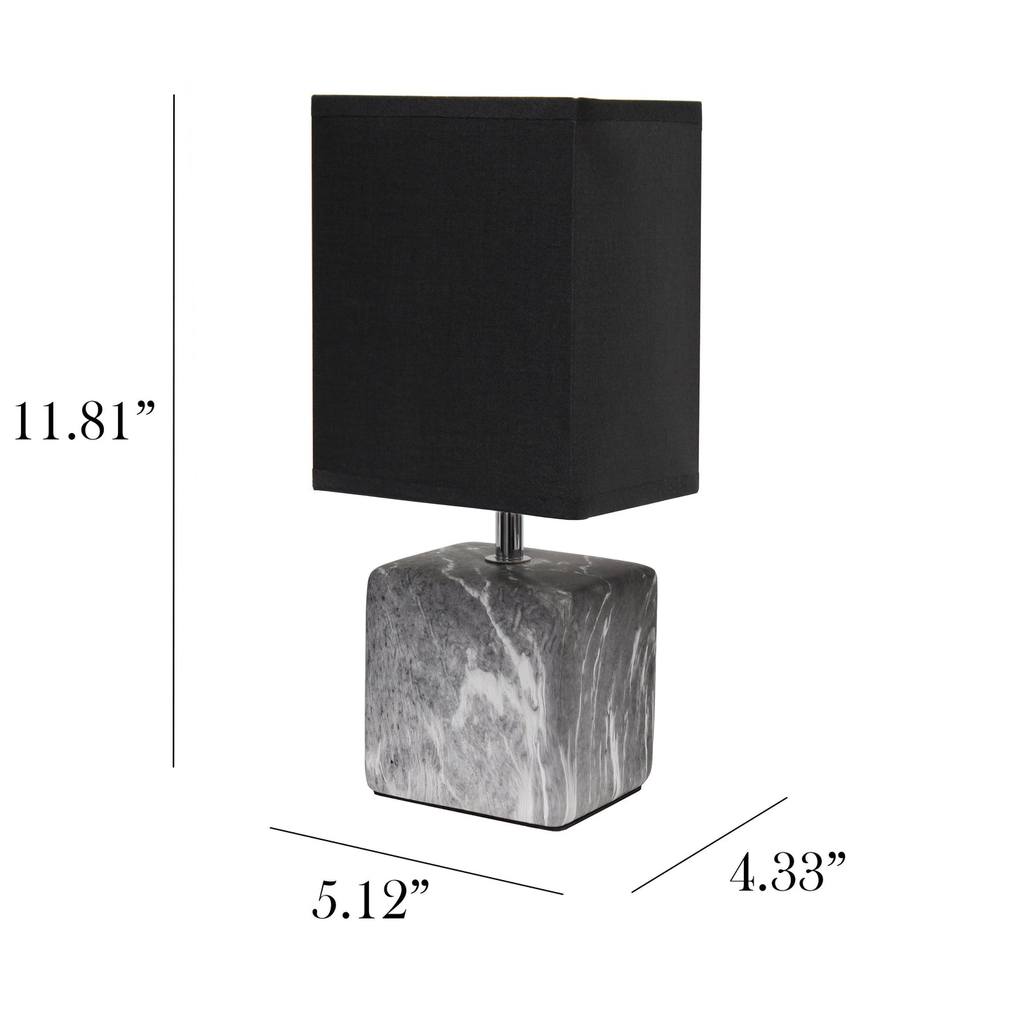 All The Rages Simple Designs Black Marbled Ceramic Table Lamp With Black Fabric Shade