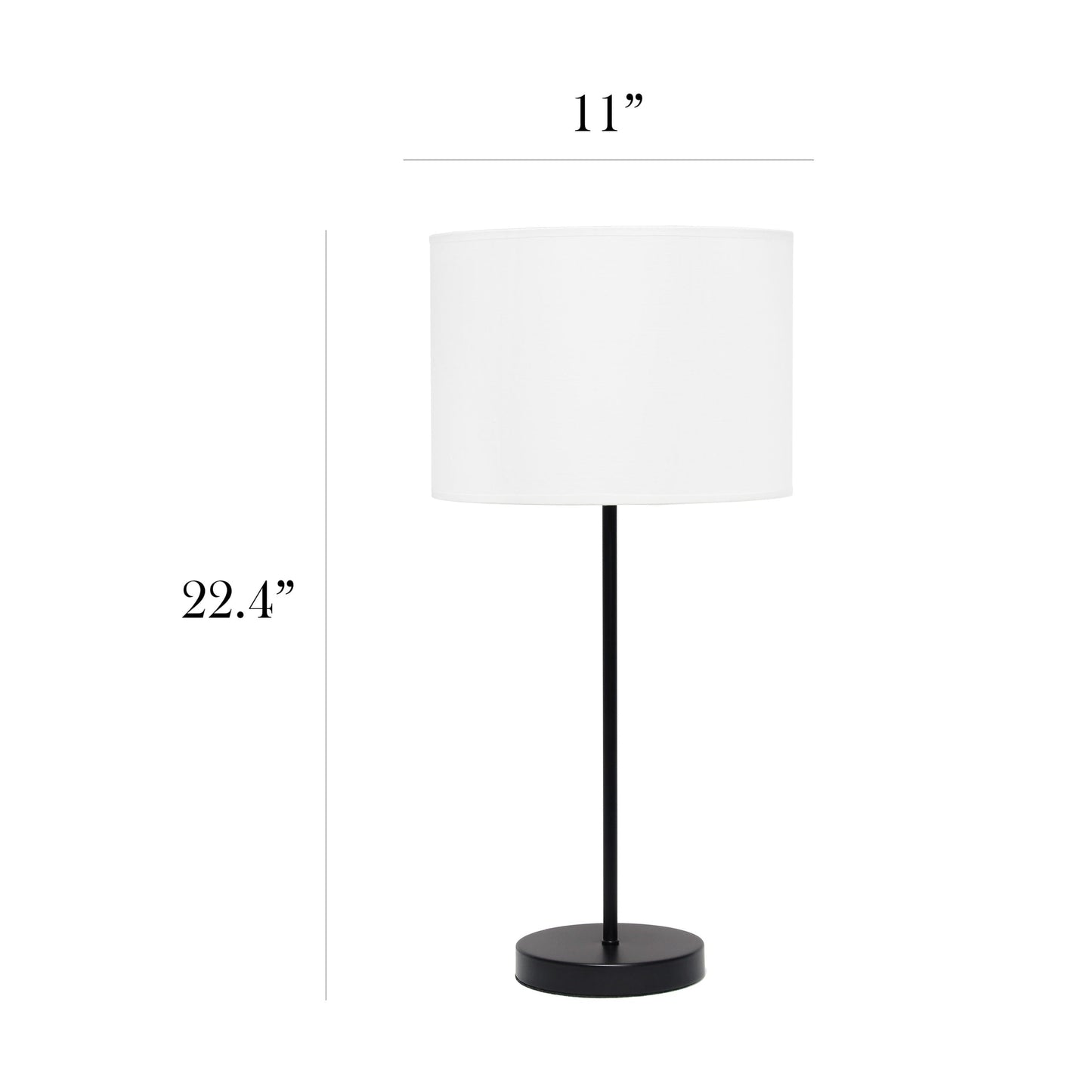 All The Rages Simple Designs Black Stick Lamp With White Fabric Shade