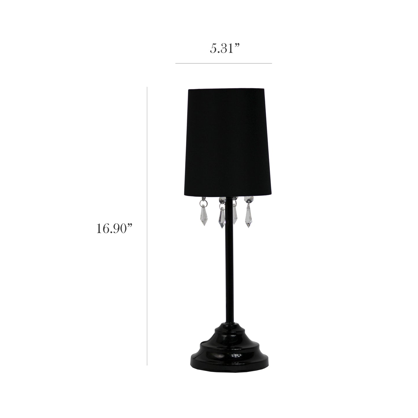 All The Rages Simple Designs Black Table Lamp With Fabric Shade & Hanging Acrylic Beads