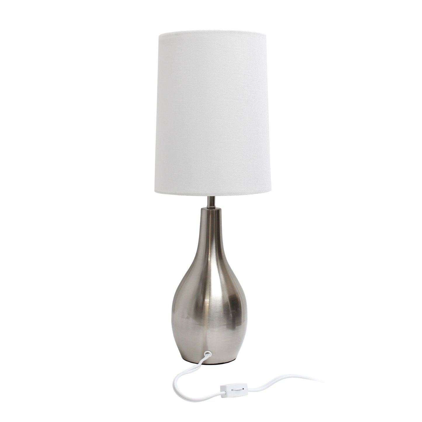 All The Rages Simple Designs Brushed Nickel 1-Light Tear Drop Table Lamp