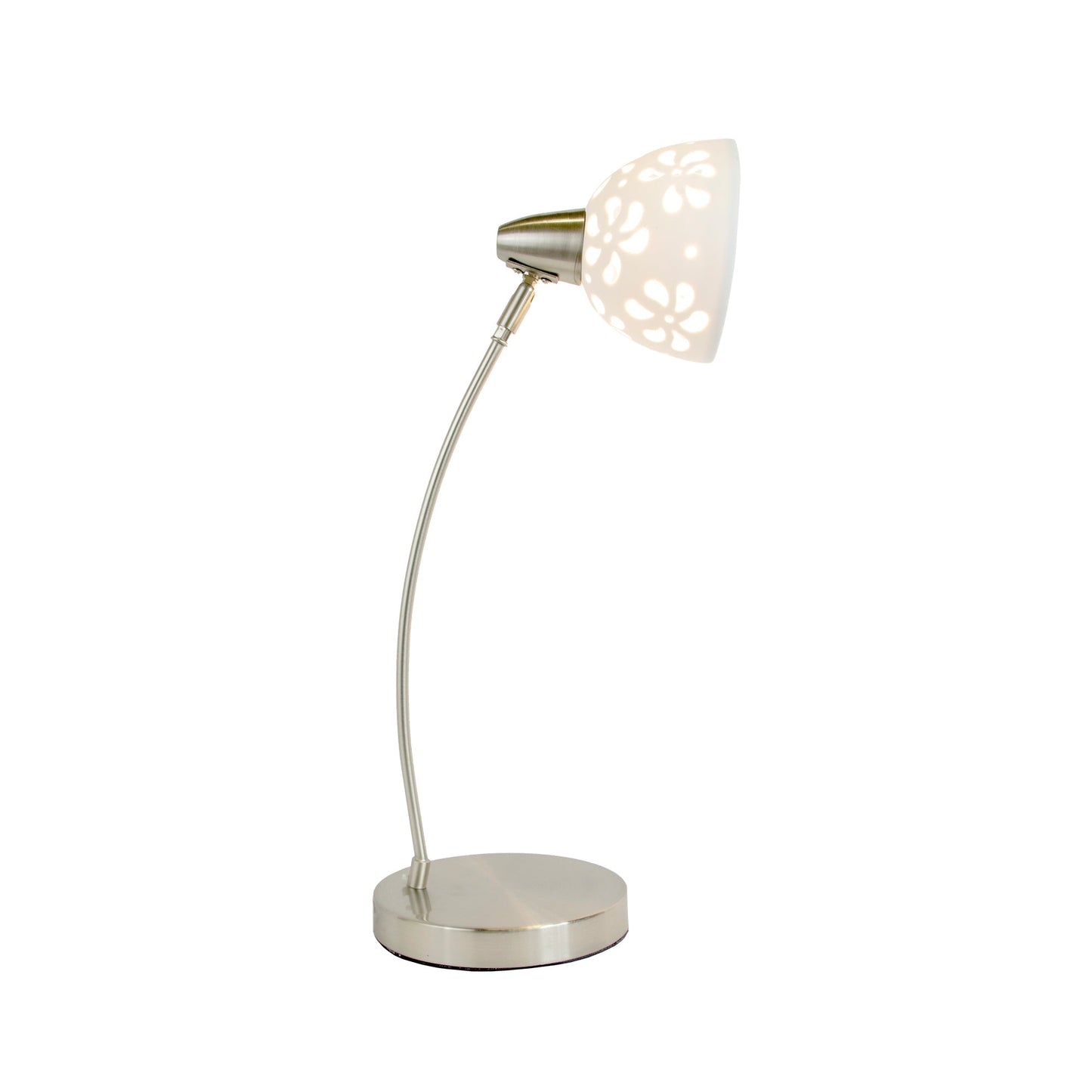 All The Rages Simple Designs Brushed Nickel Desk Lamp With White Porcelain Flower Shade