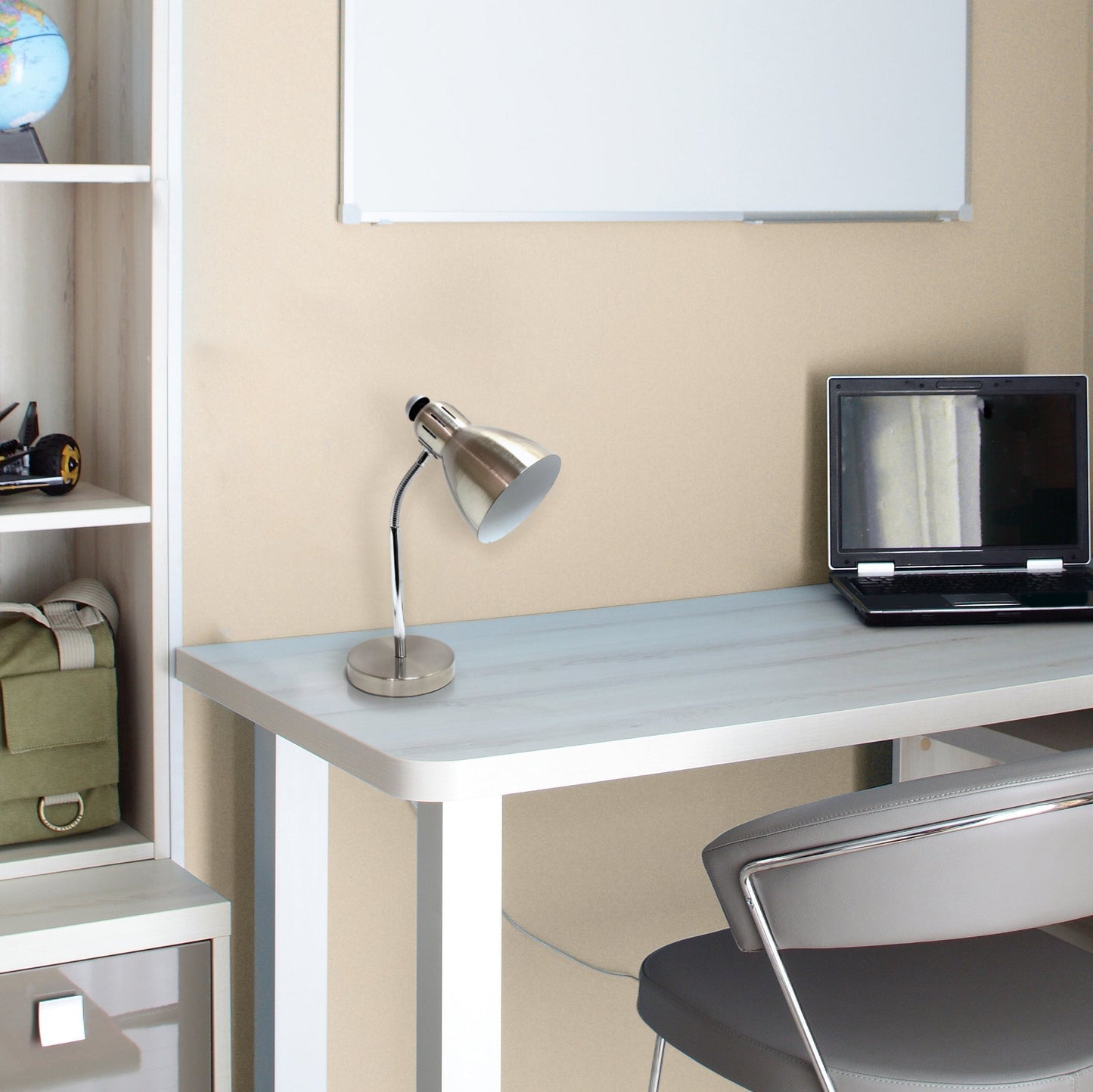 All The Rages Simple Designs Brushed Nickel Semi-Flexible Desk Lamp