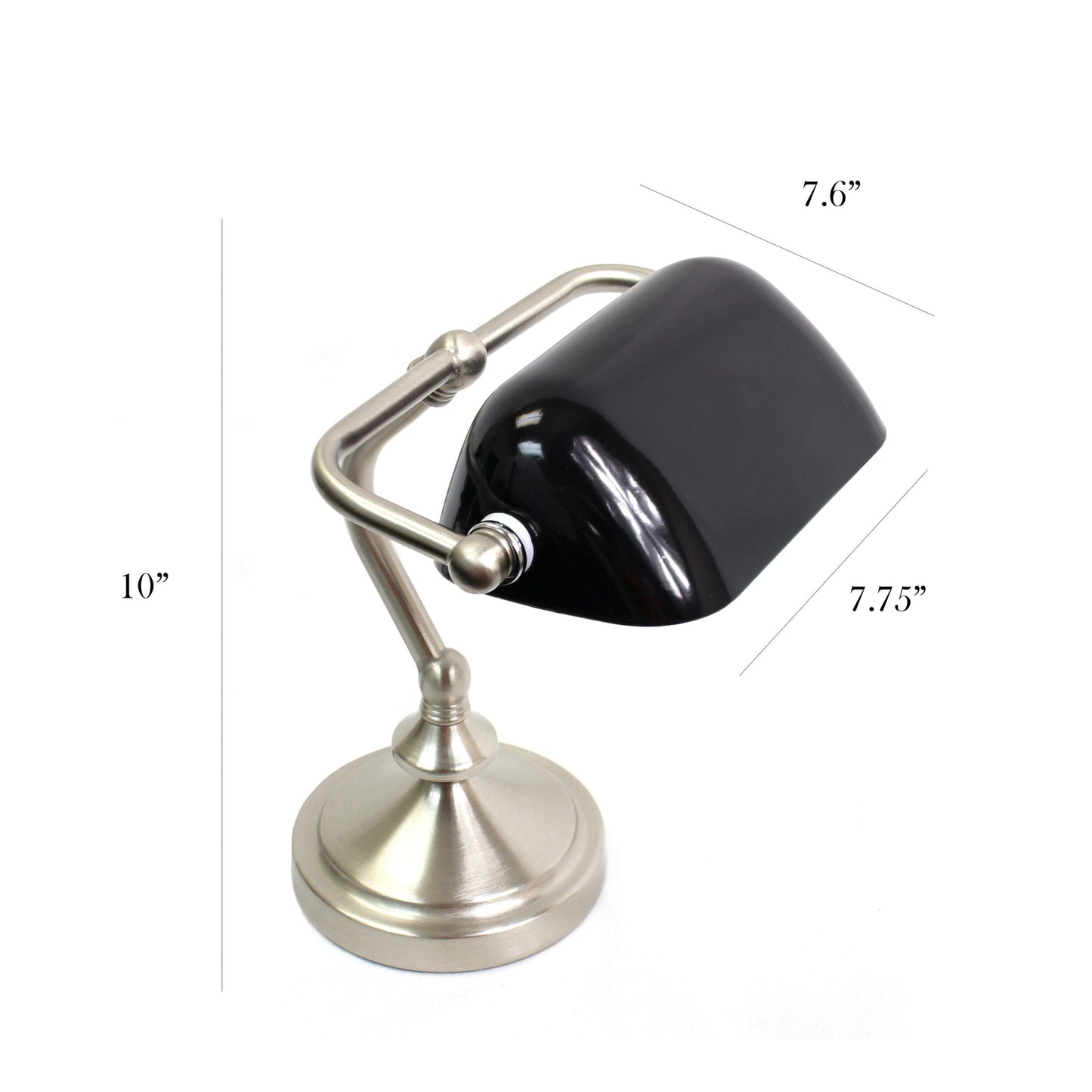 All The Rages Simple Designs Brushed Nickel Traditional Mini Bankers Lamp With Black Shade
